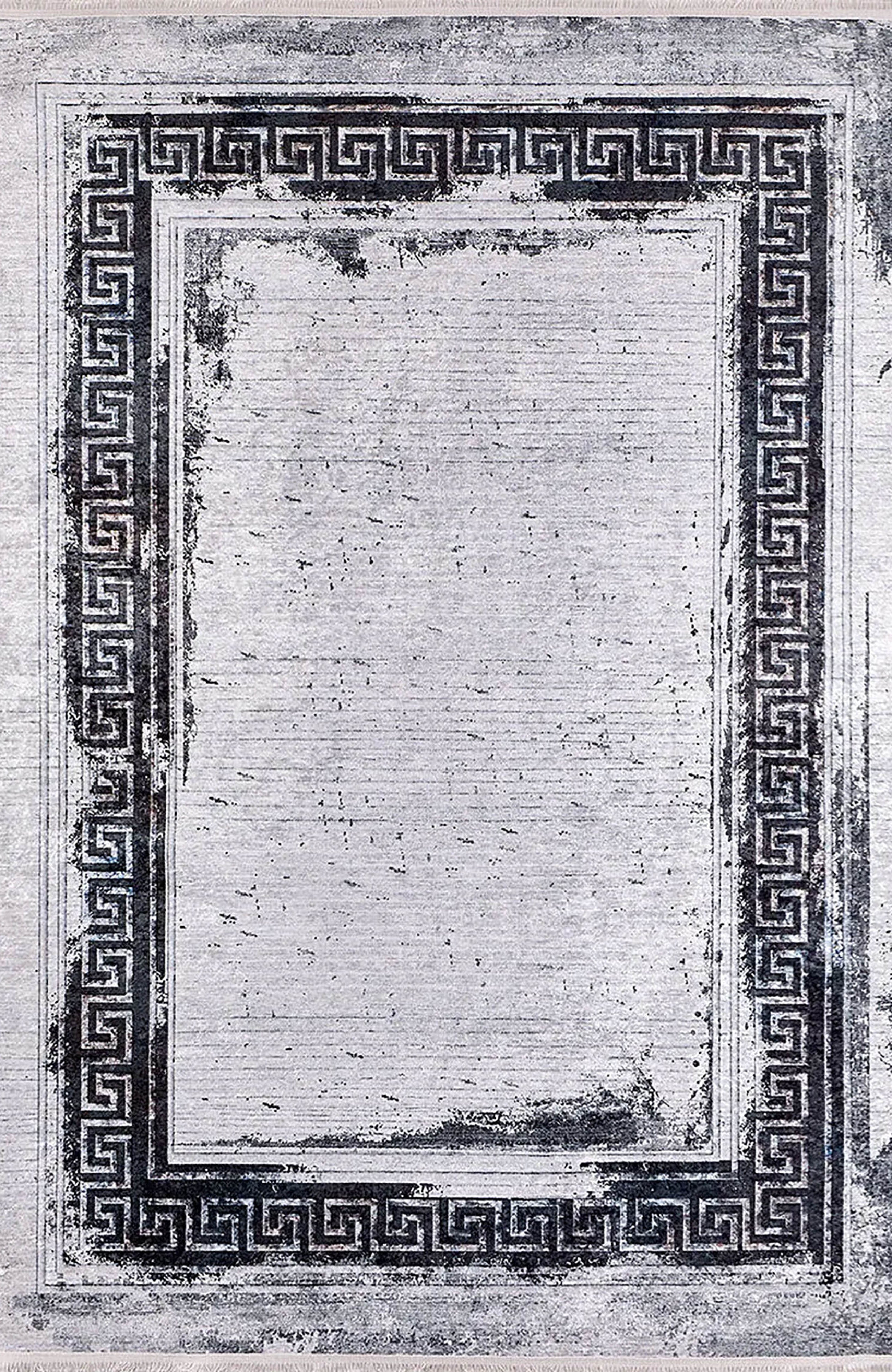 Bellamy Geometric Greek Key Border Abstract Rug