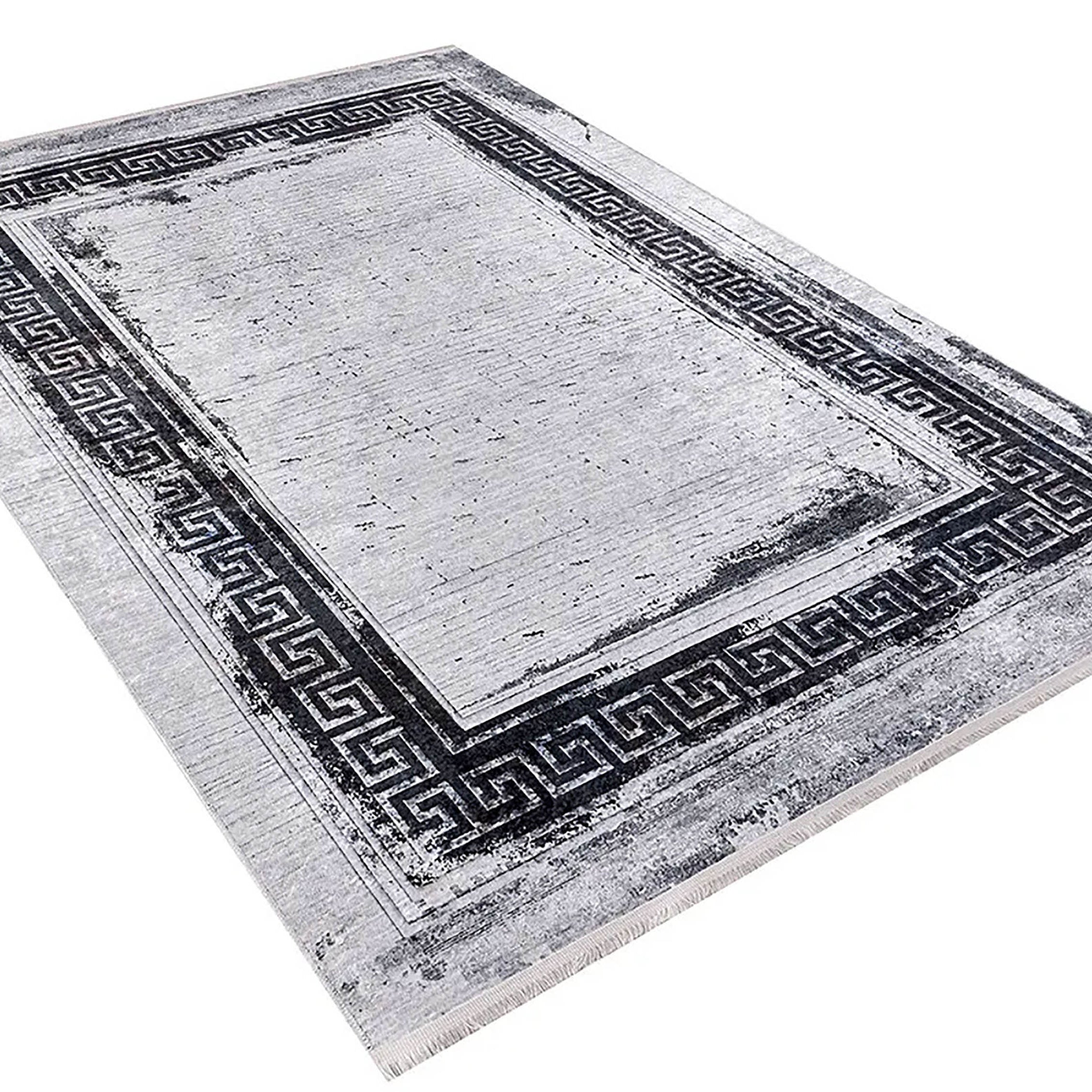 Bellamy Geometric Greek Key Border Abstract Rug