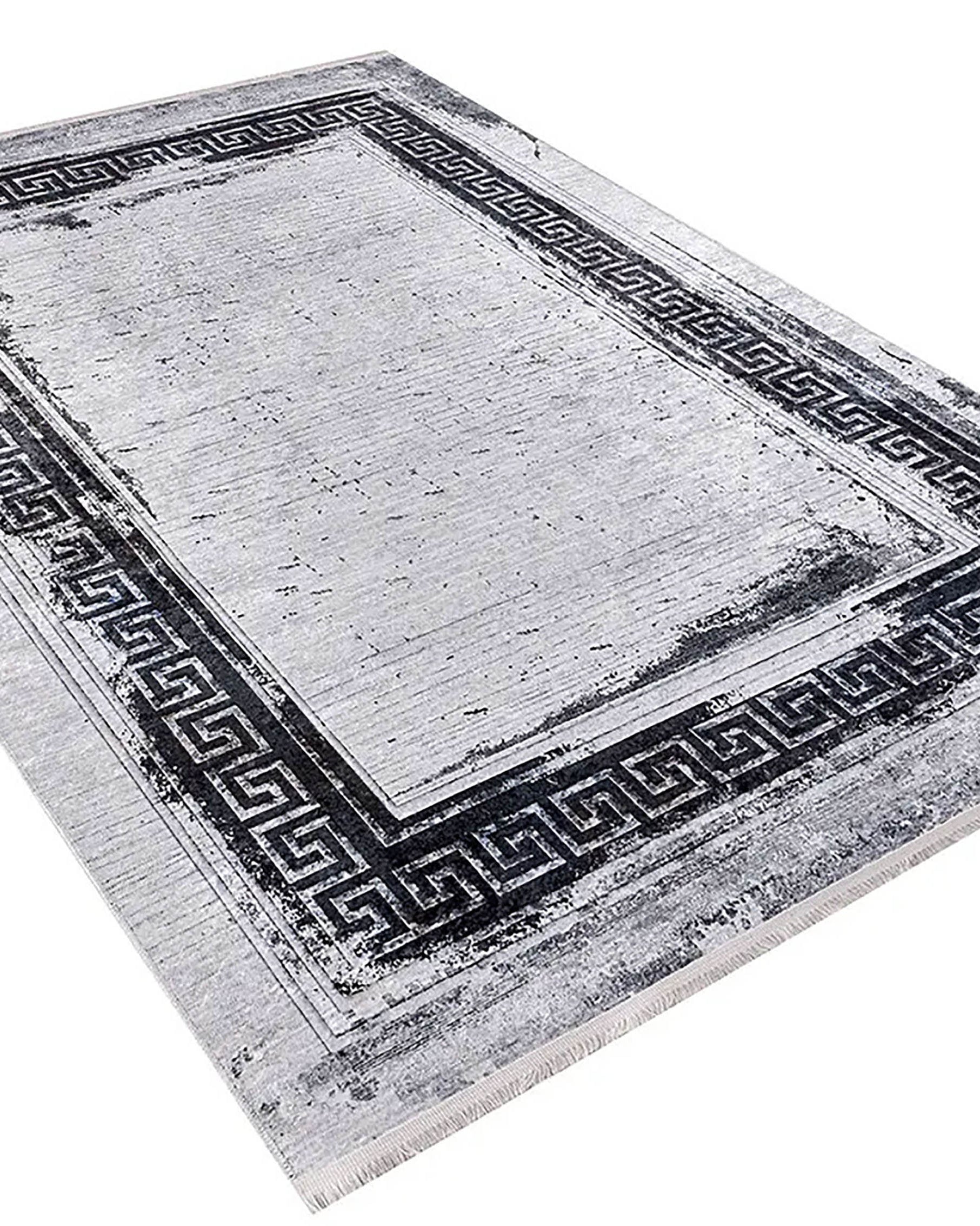 Bellamy Geometric Greek Key Border Abstract Rug