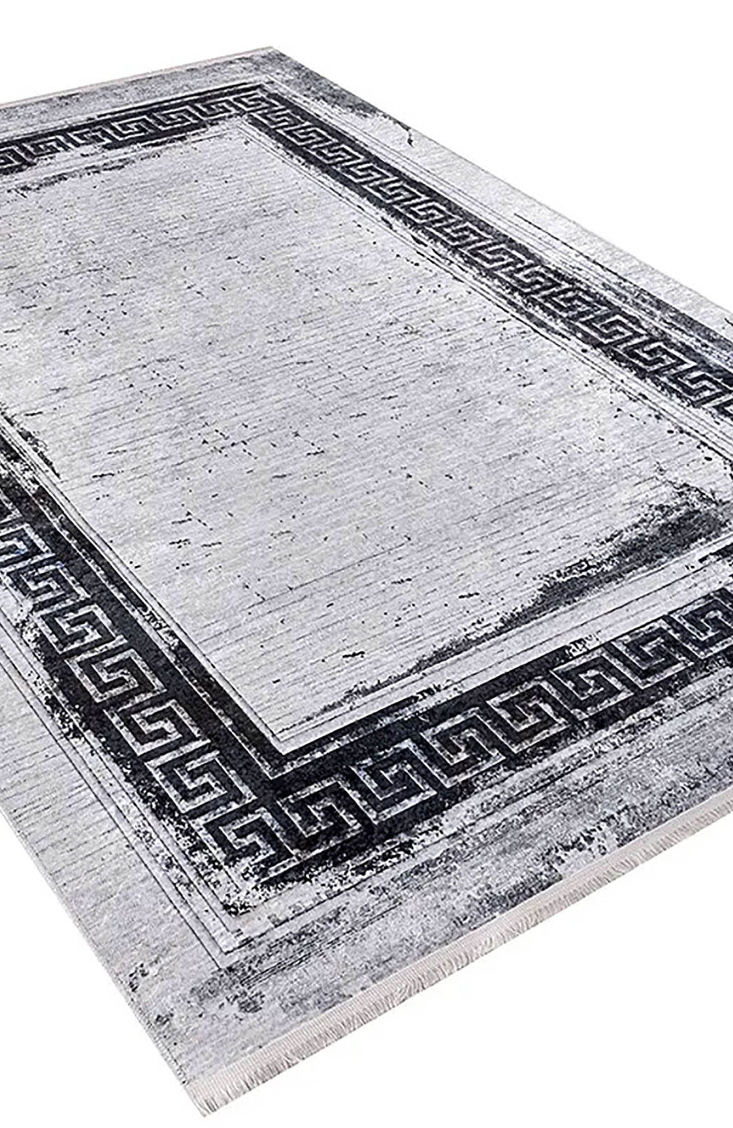 Bellamy Geometric Greek Key Border Abstract Rug