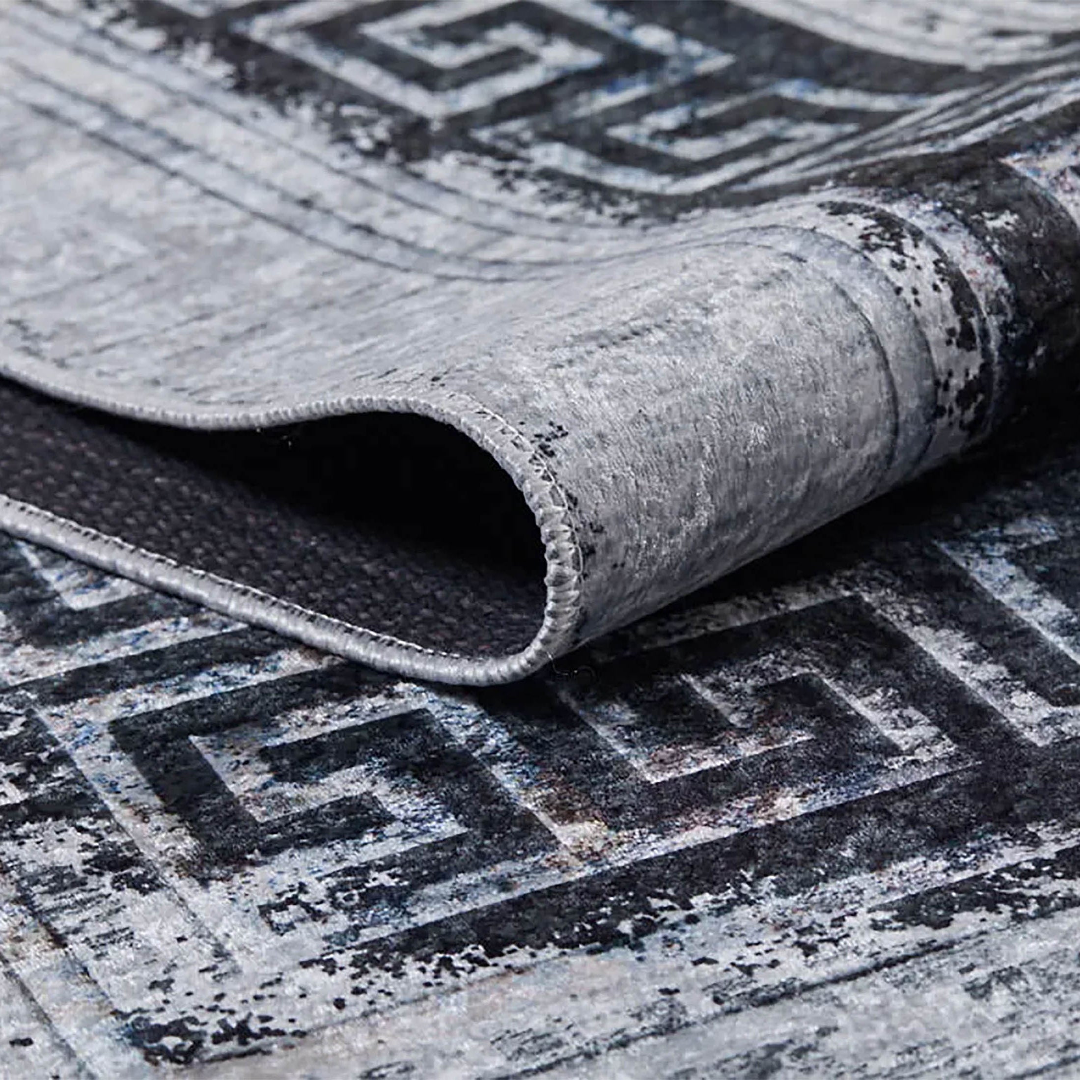 Bellamy Geometric Greek Key Border Abstract Rug