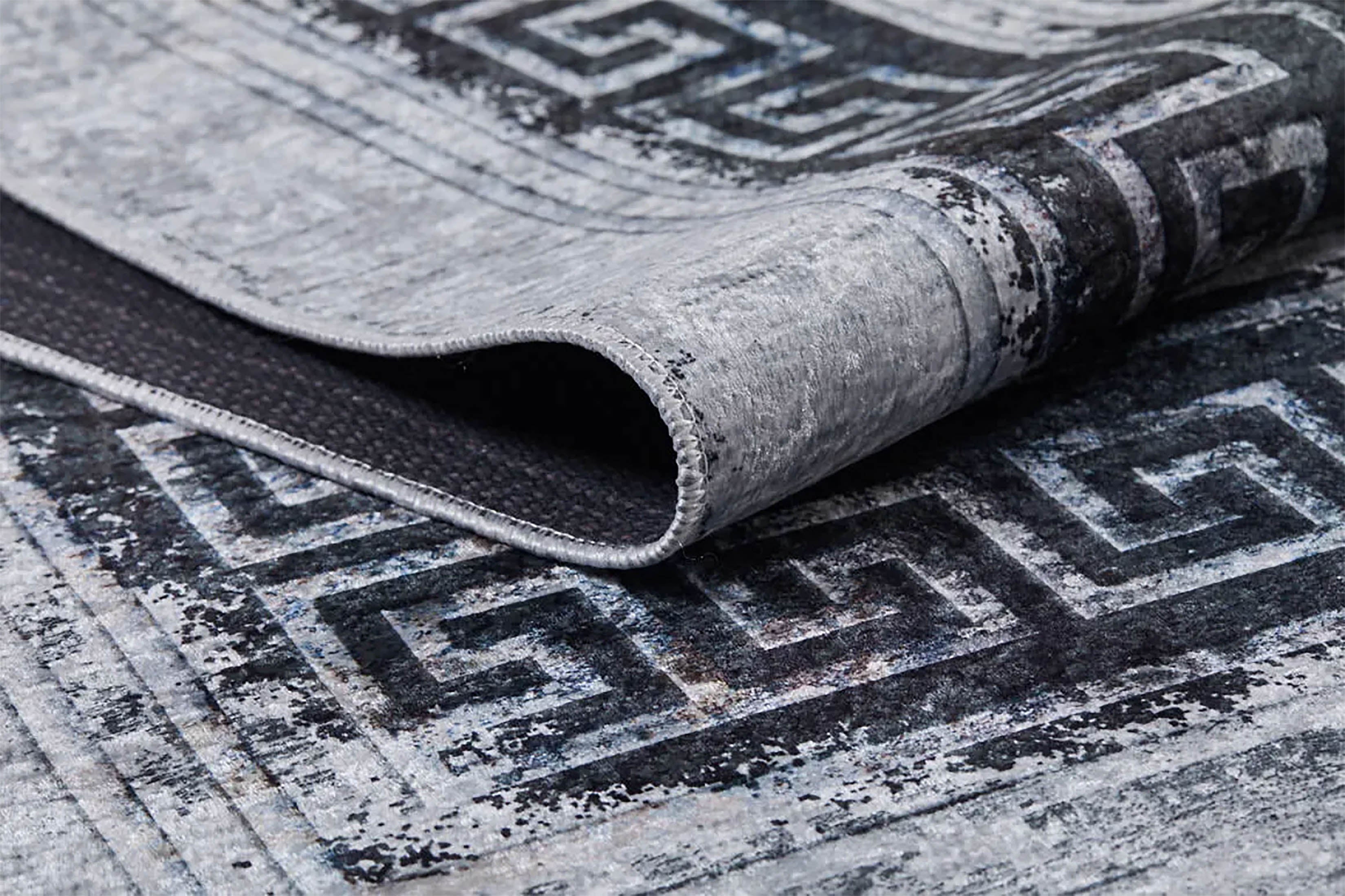 Bellamy Geometric Greek Key Border Abstract Rug