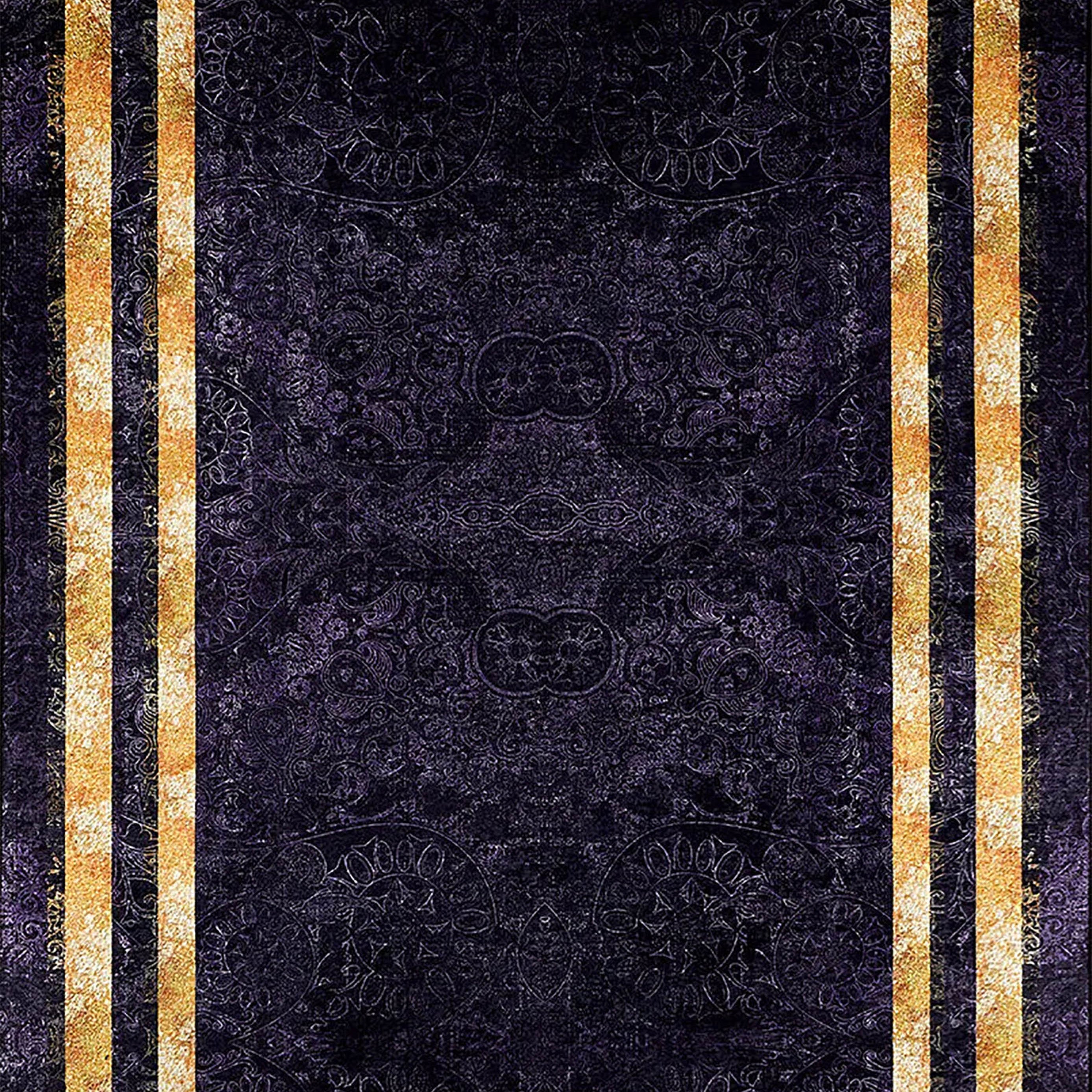 Baylor Marble Black Gold Purple Bordered Geometric Rug