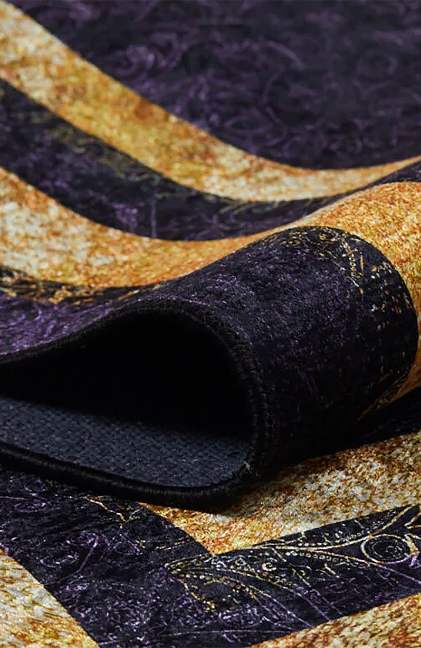 Baylor Marble Black Gold Purple Bordered Geometric Rug