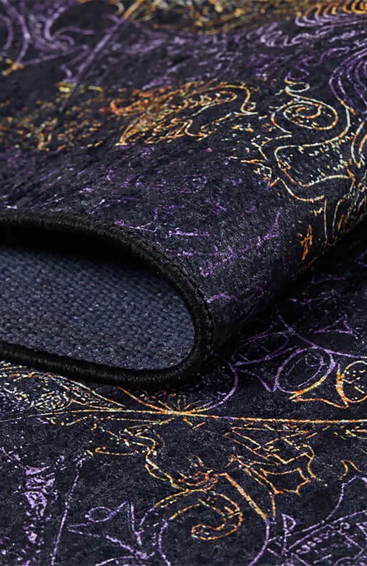 Veda Marble Black Gold Purple Bordered Geometric Rug