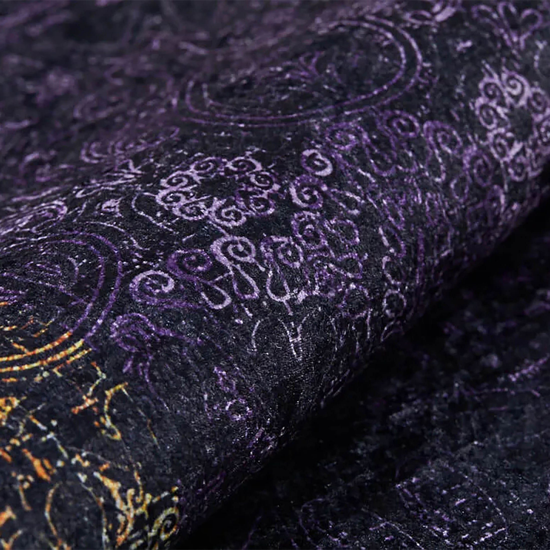 Veda Marble Black Gold Purple Bordered Geometric Rug