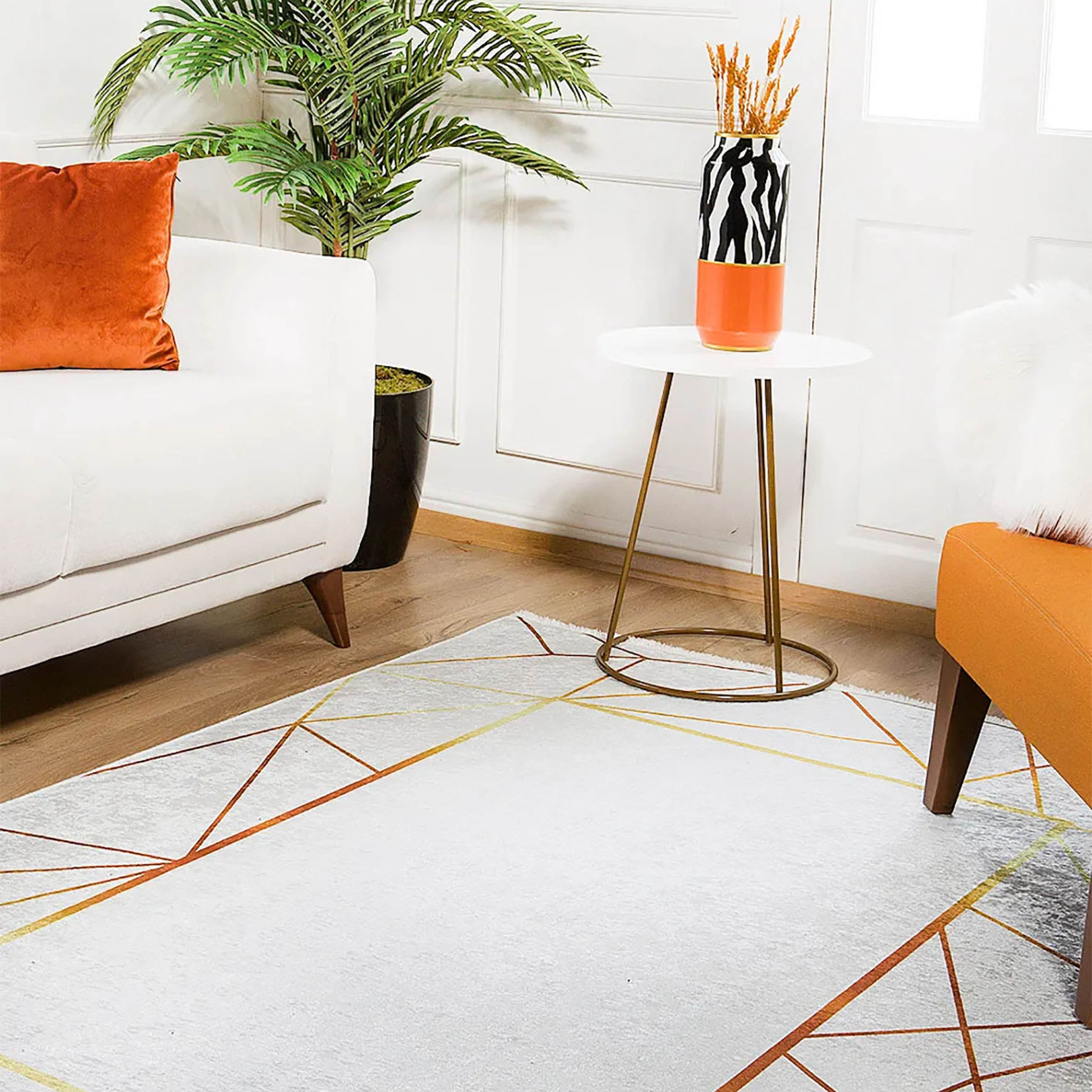 Mikaela Geometric Border Modern Home Decor Rug