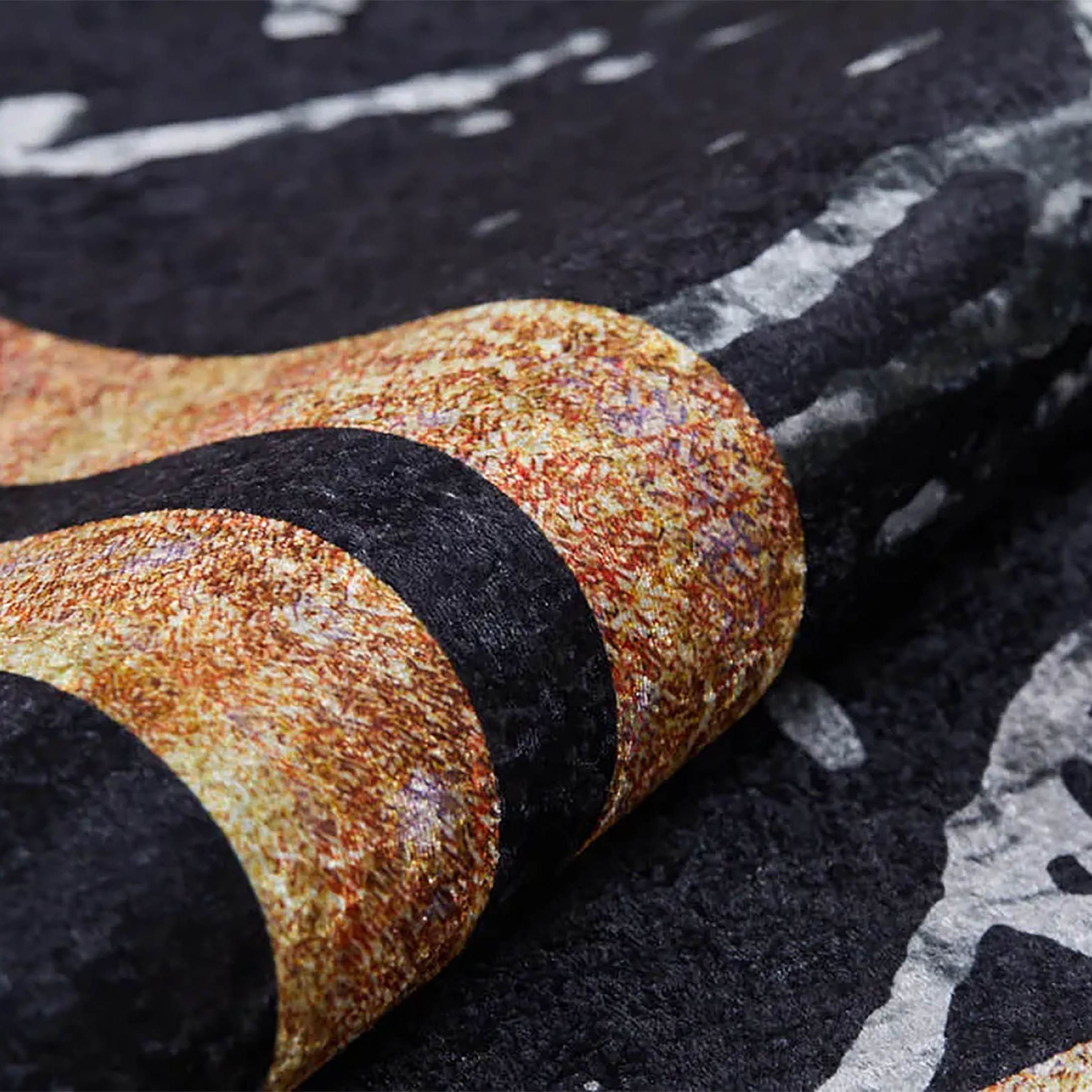 Gale Marble Style Black Bordered Geometric Rug