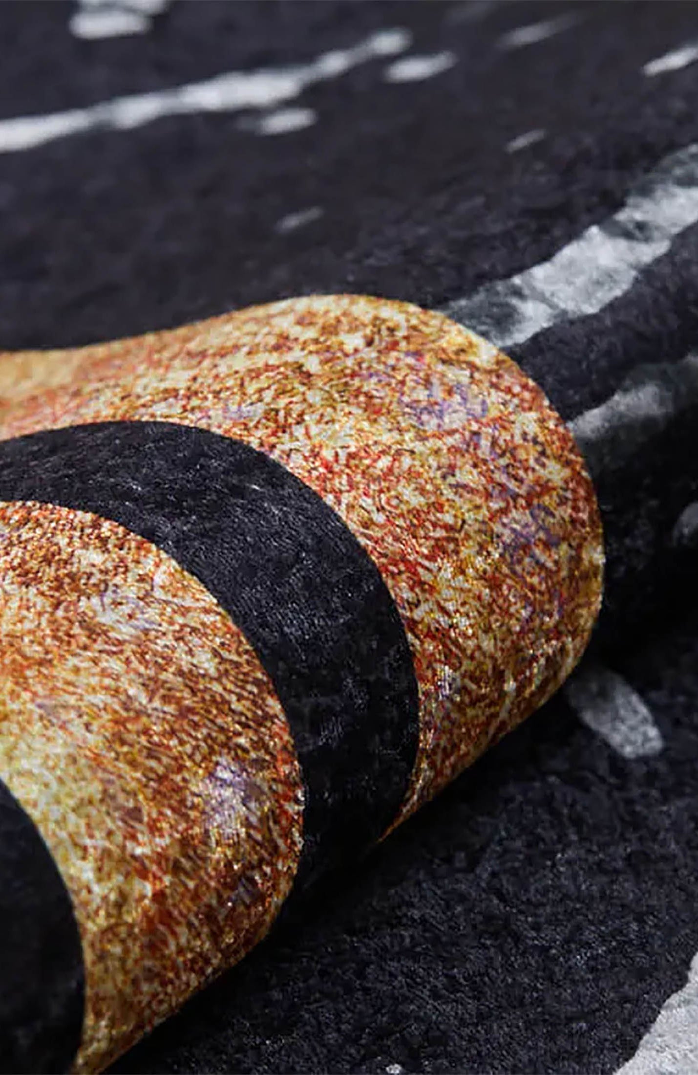 Gale Marble Style Black Bordered Geometric Rug