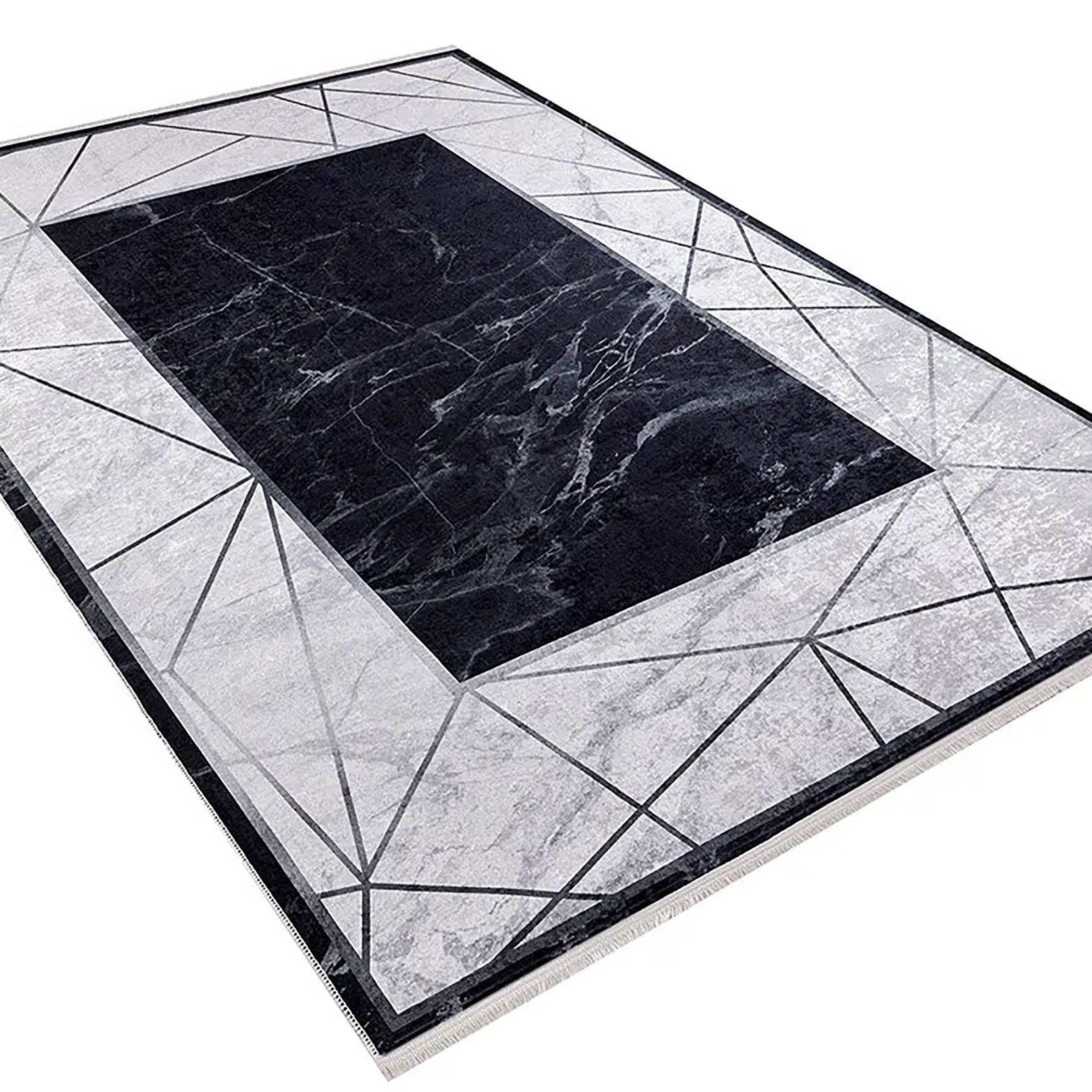 Iliana Geometric Border Modern Home Decor Rug