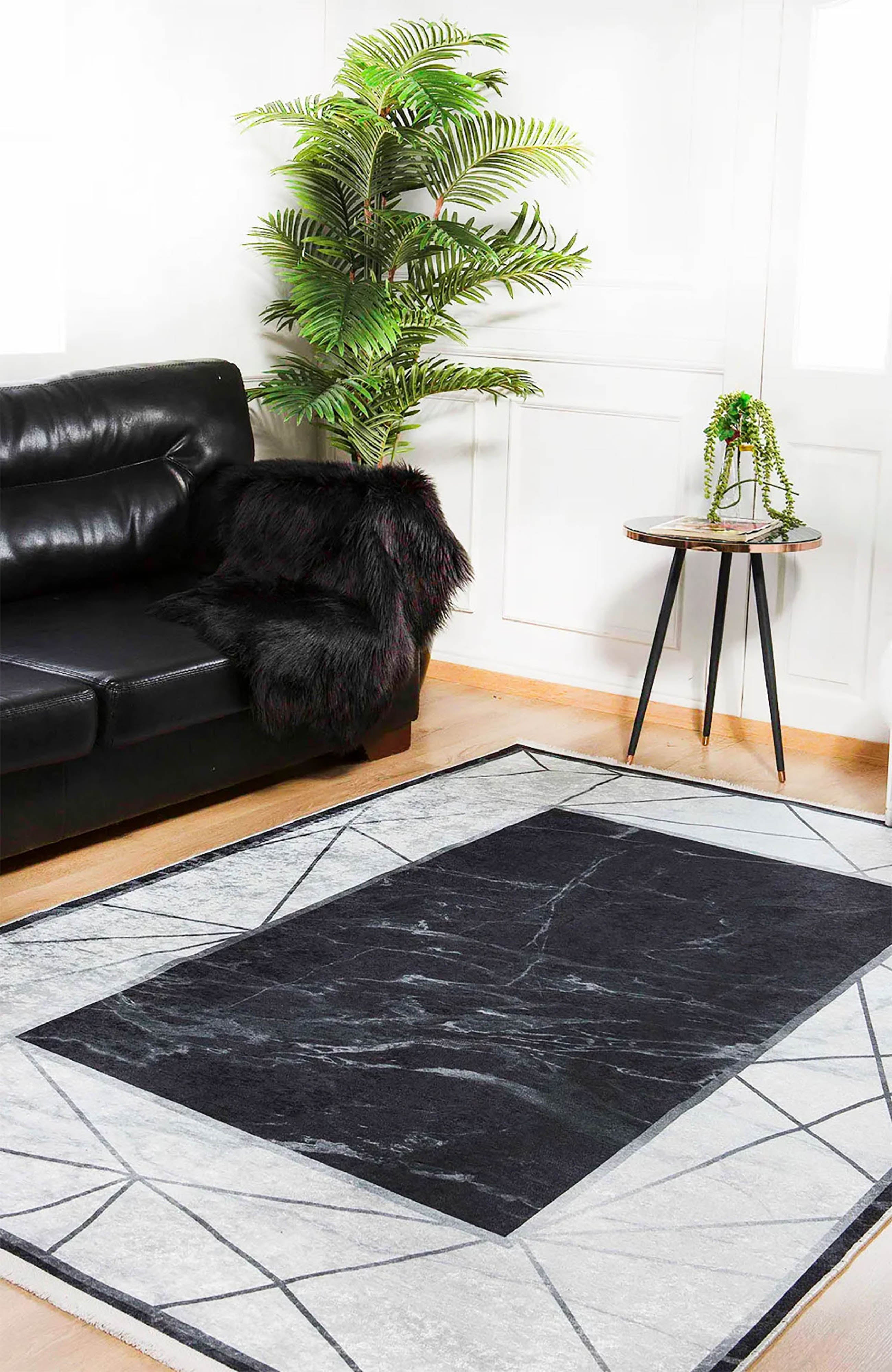 Iliana Geometric Border Modern Home Decor Rug