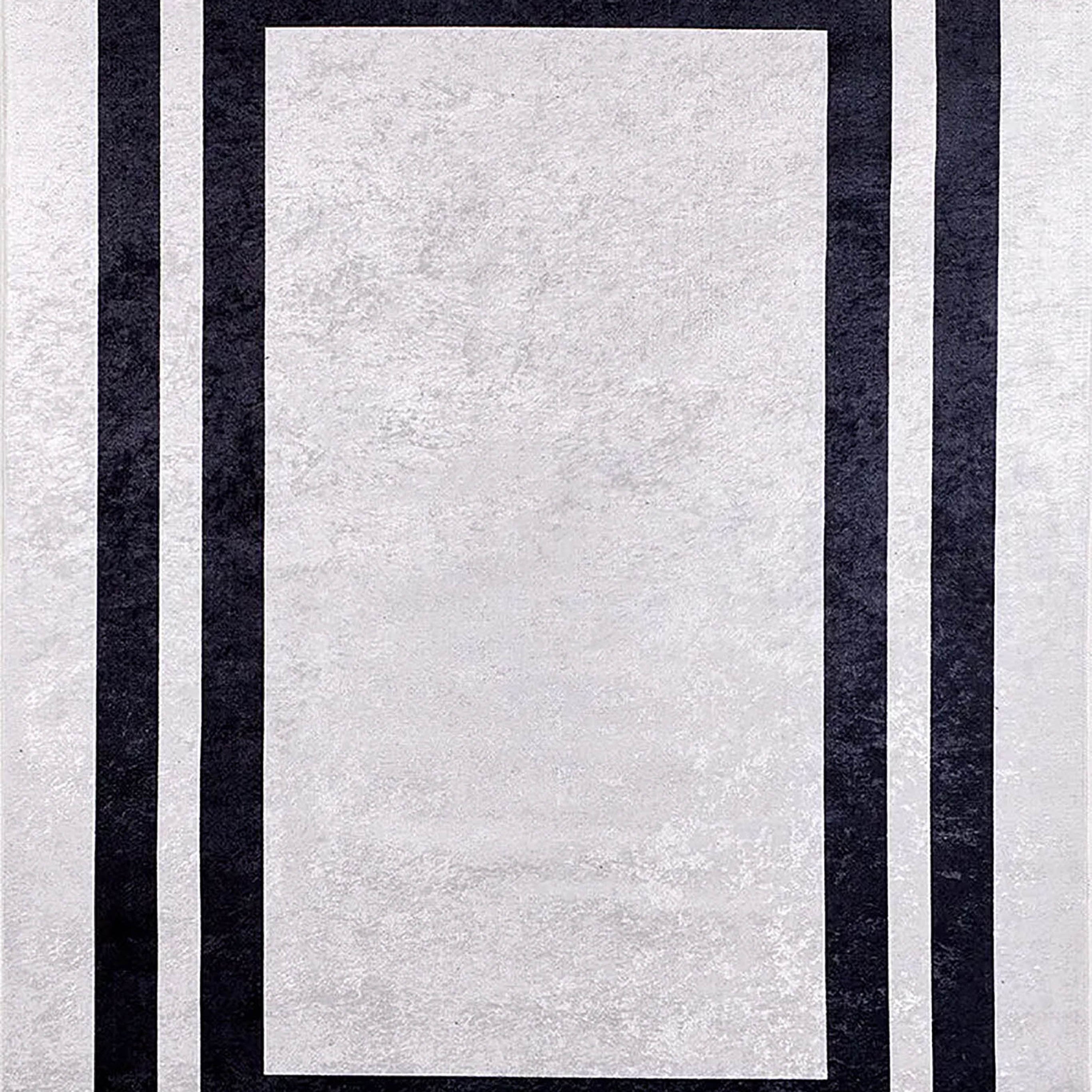Lola Geometric Gray Black Luxury Bordered Rug