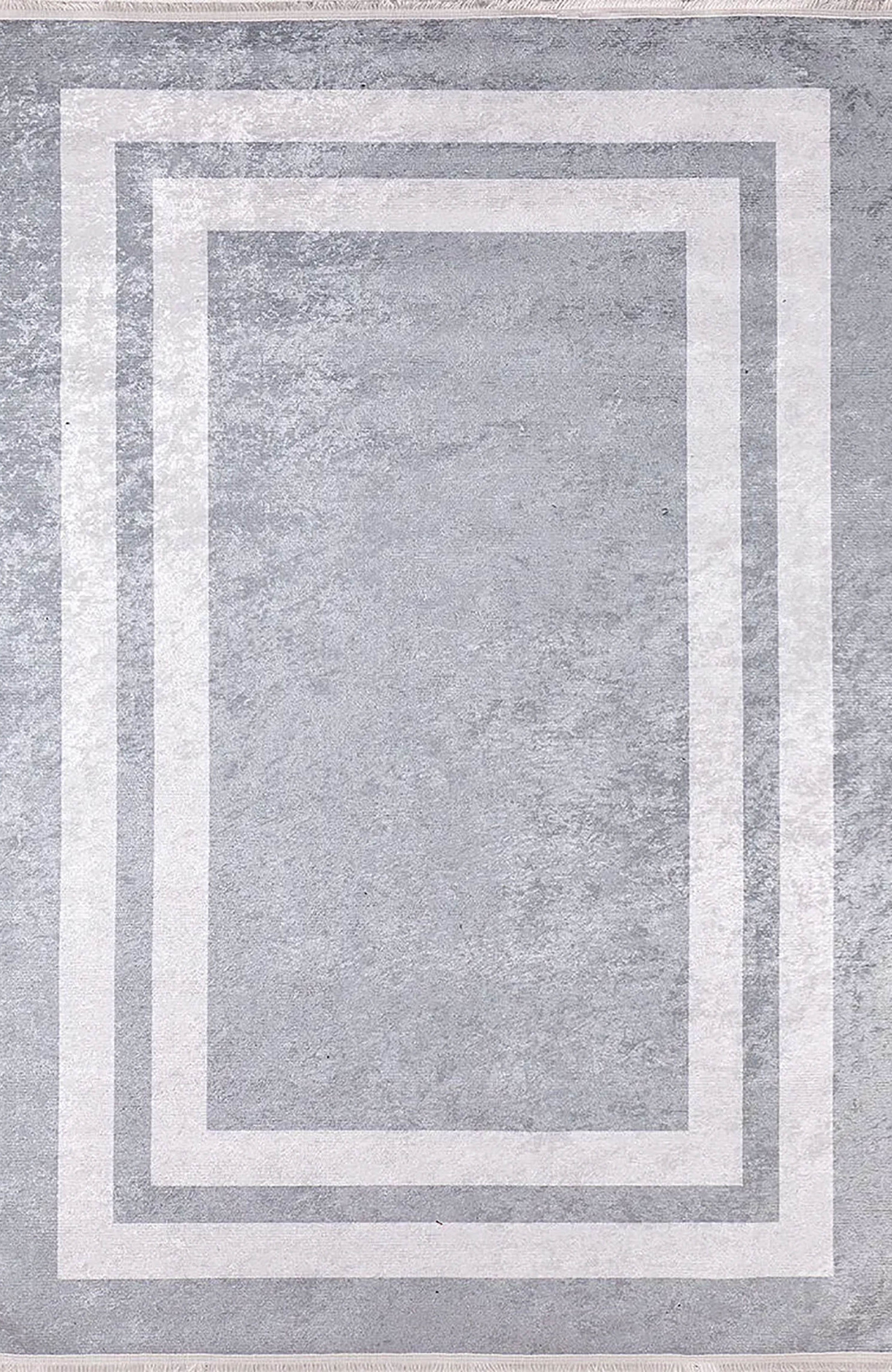 Evie Geometric Gray Luxury Bordered Rug