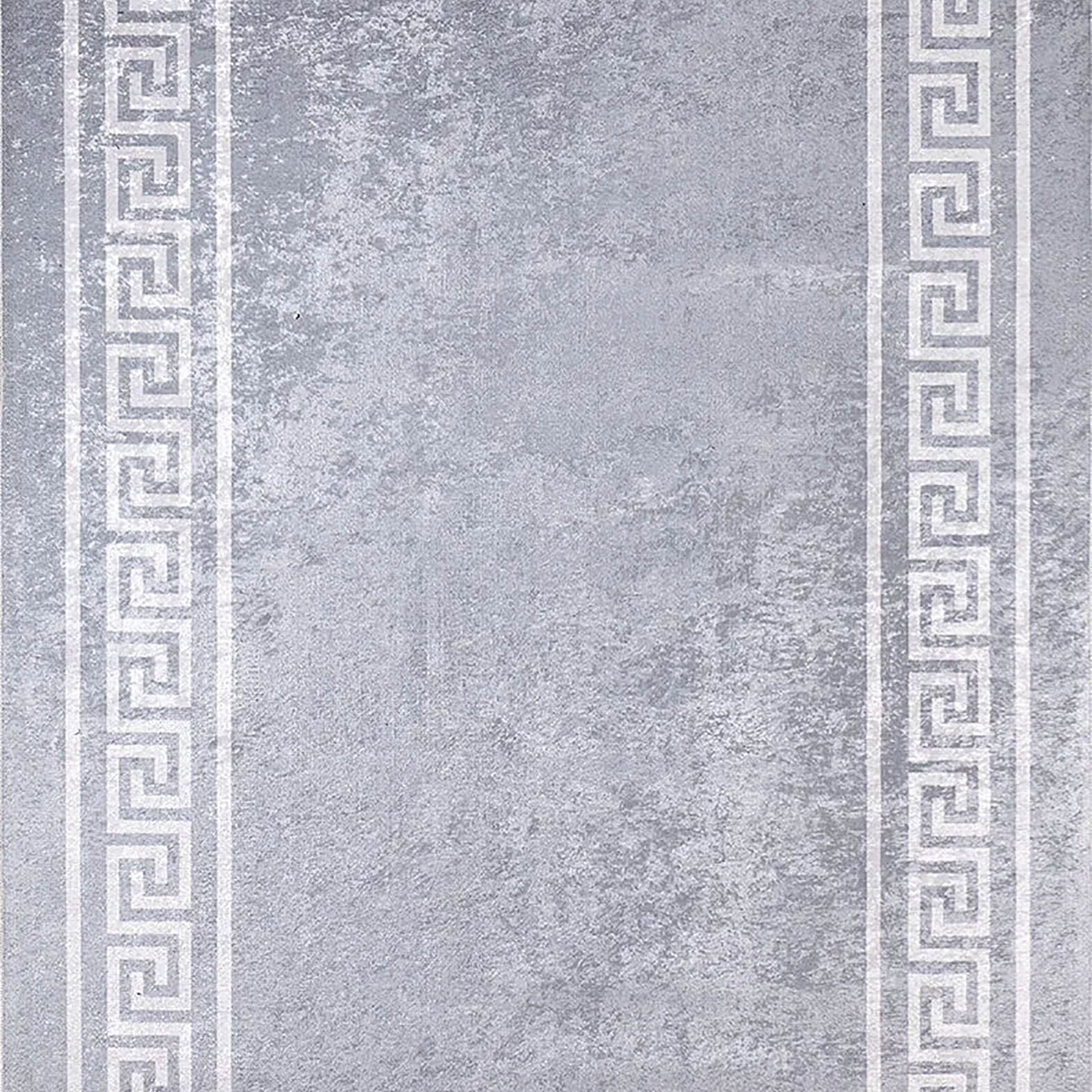 Harper Marble Gray Greek Key Border Rug