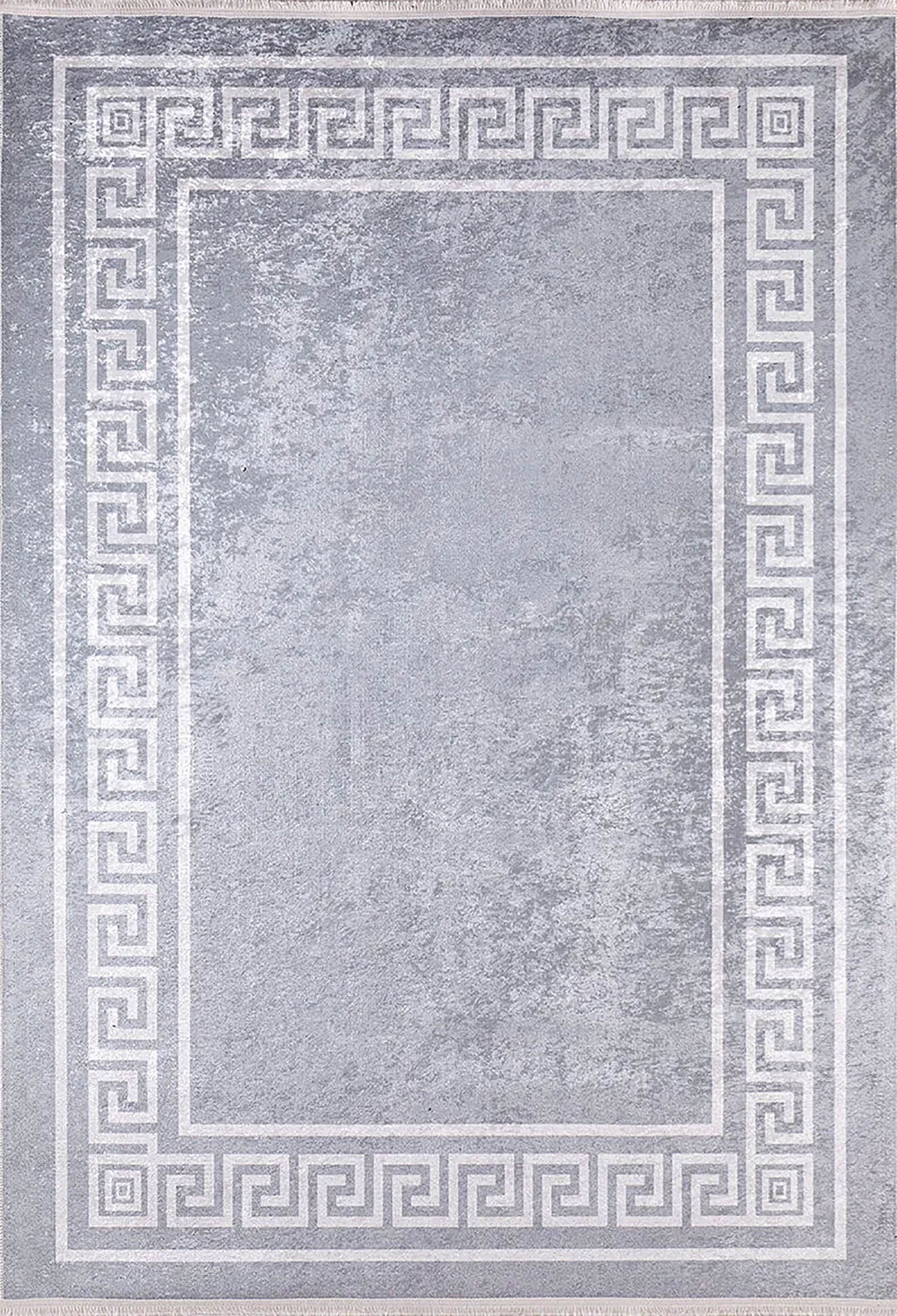 Harper Marble Gray Greek Key Border Rug