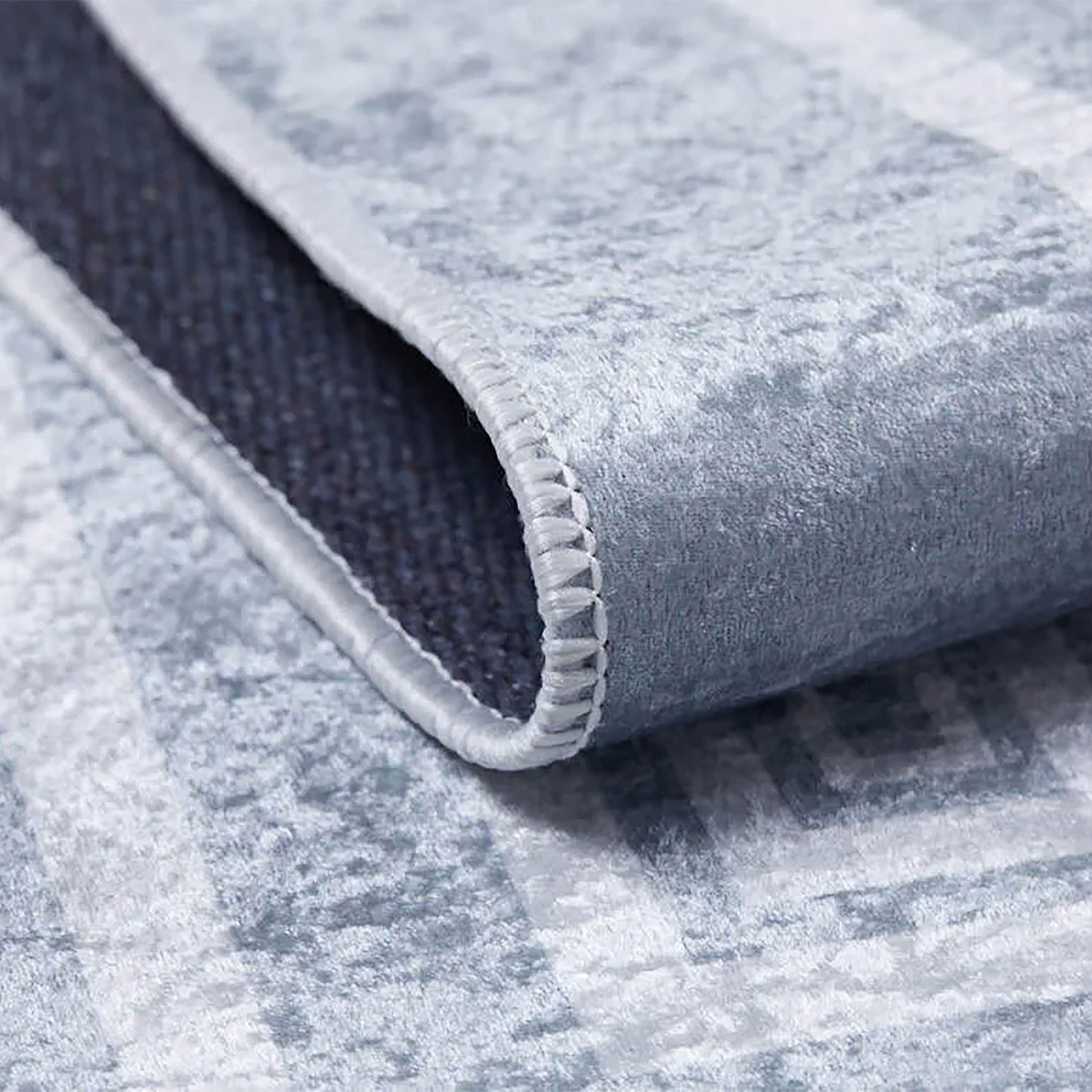 Harper Marble Gray Greek Key Border Rug