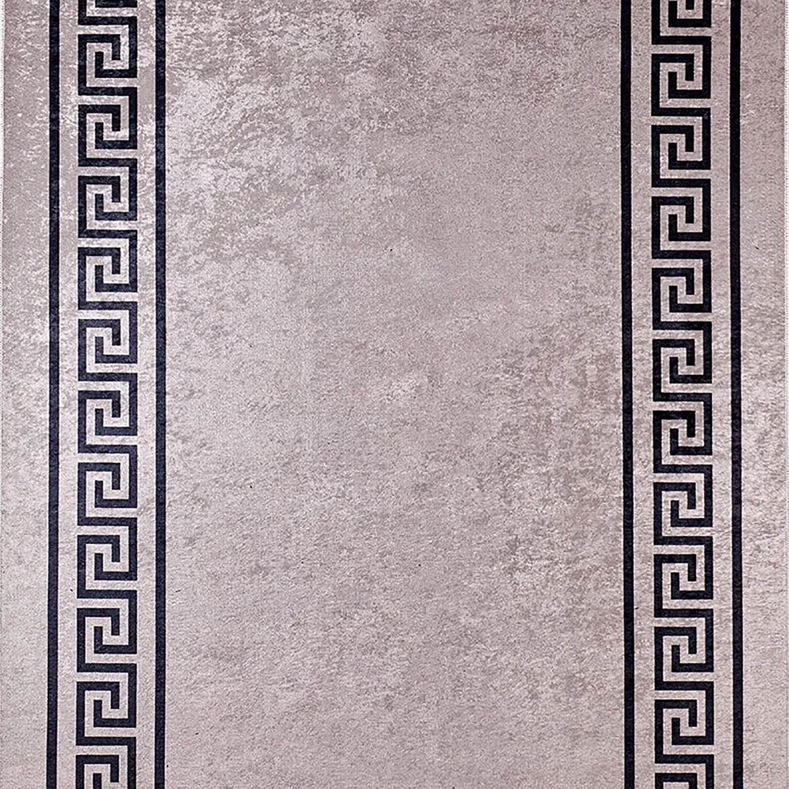 Sadie Marble Brown Greek Key Border Rug