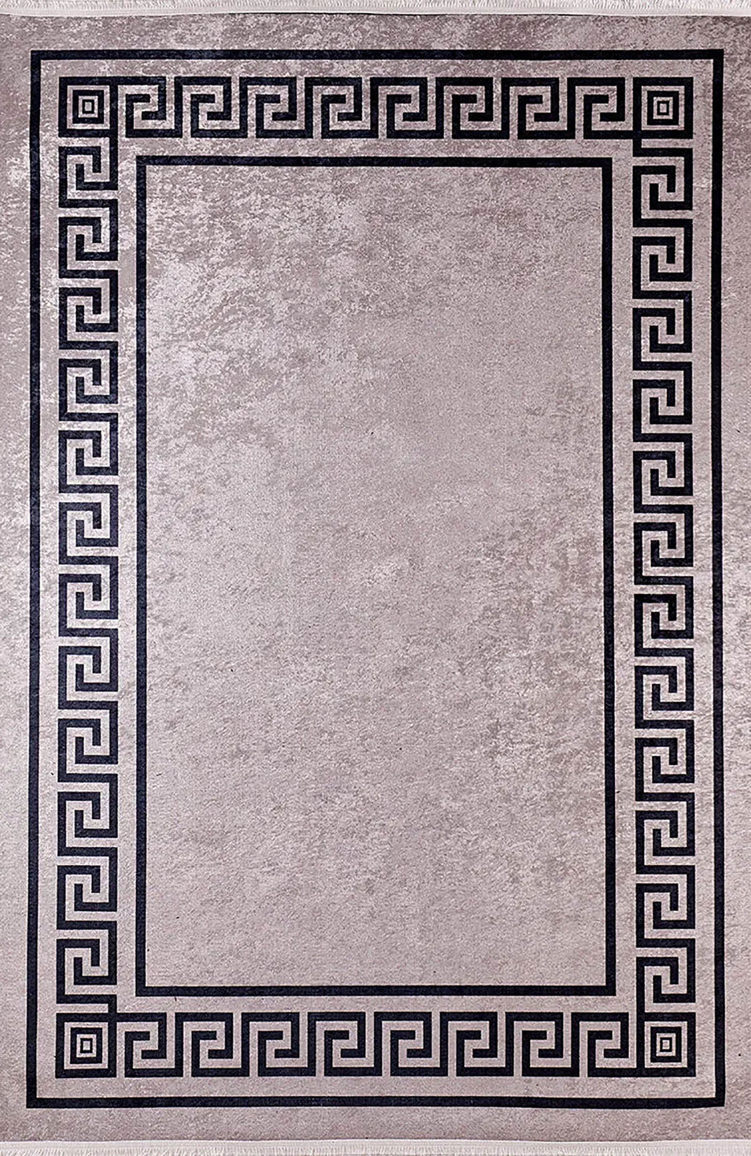 Sadie Marble Brown Greek Key Border Rug