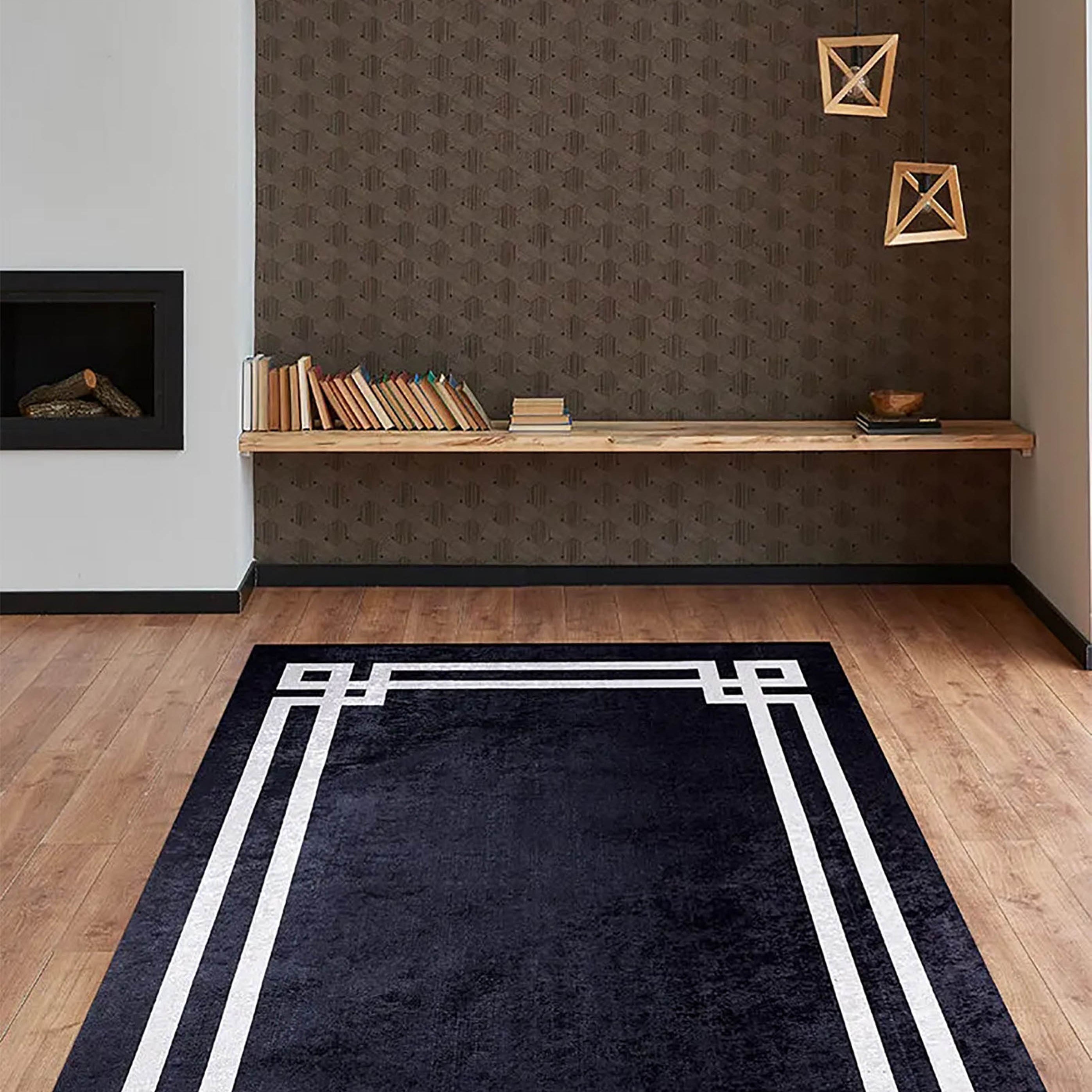 Kinsley Geometric Black Rug