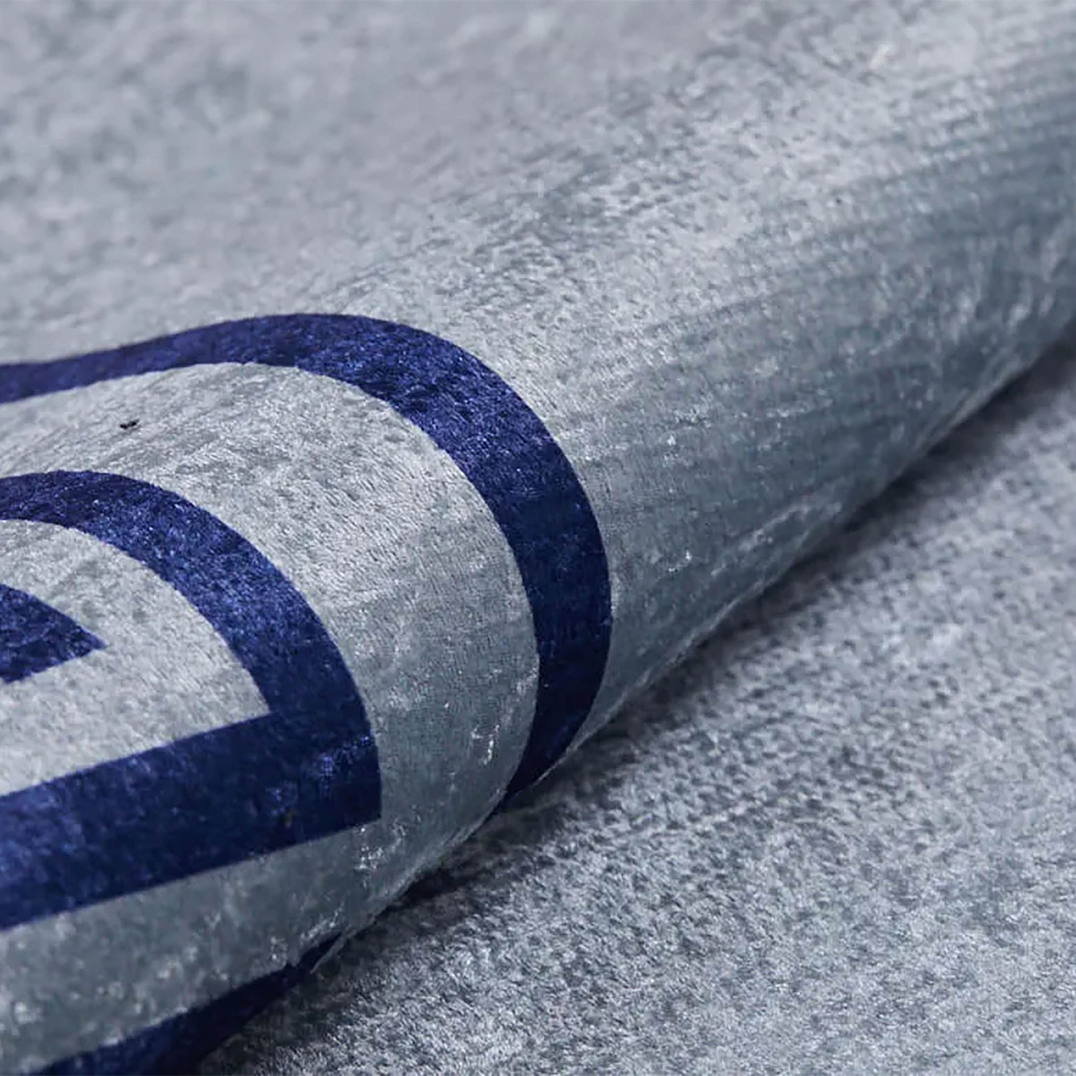 Remi Marble Blue Grey Greek Key Border Rug