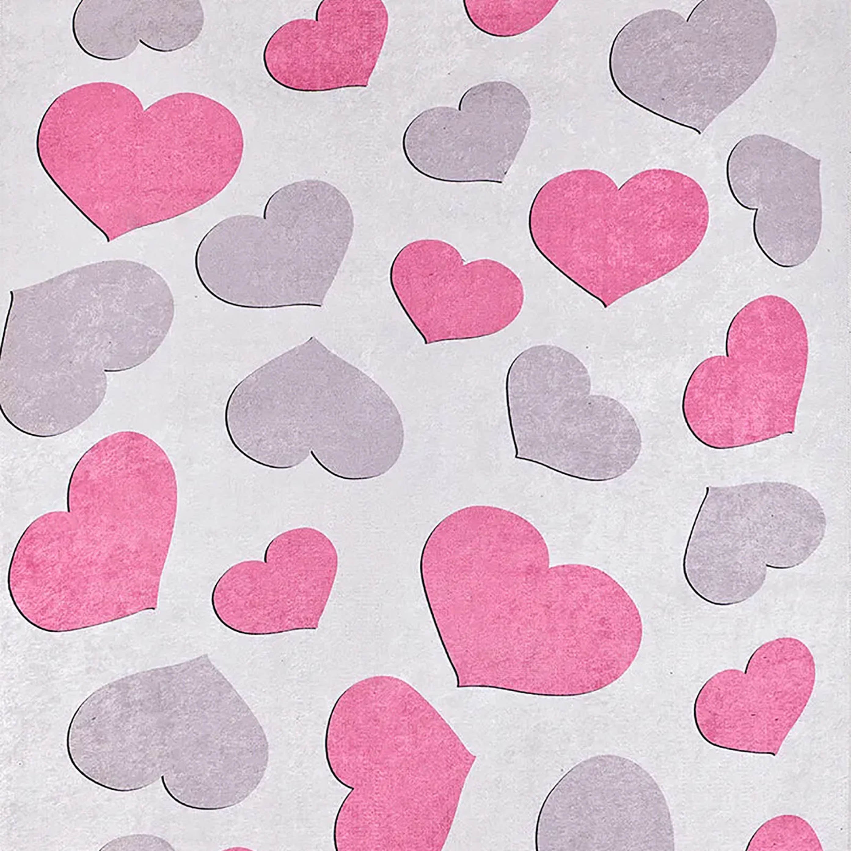 Heart Pattern Pink Kids Rug