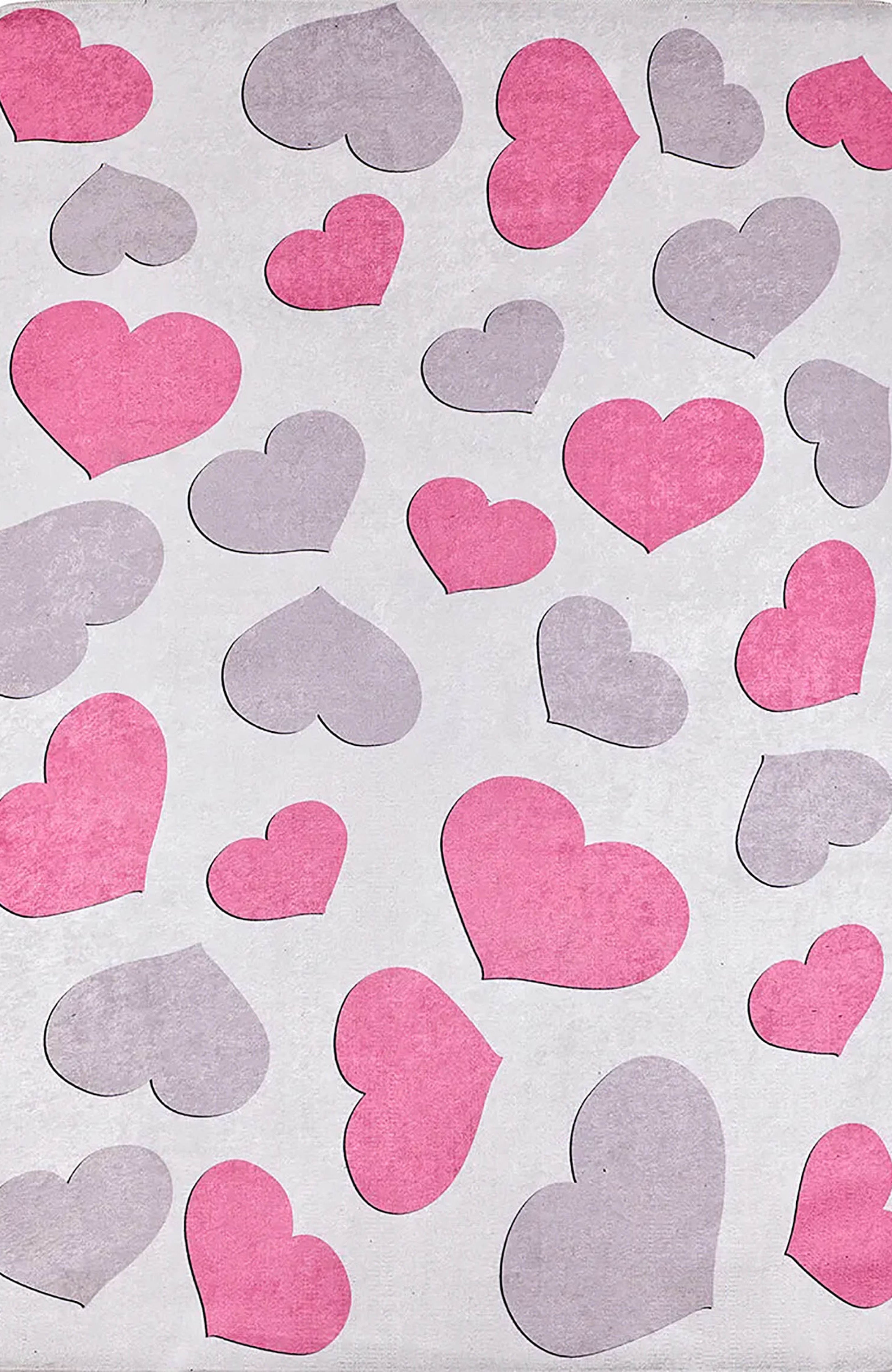 Heart Pattern Pink Kids Rug