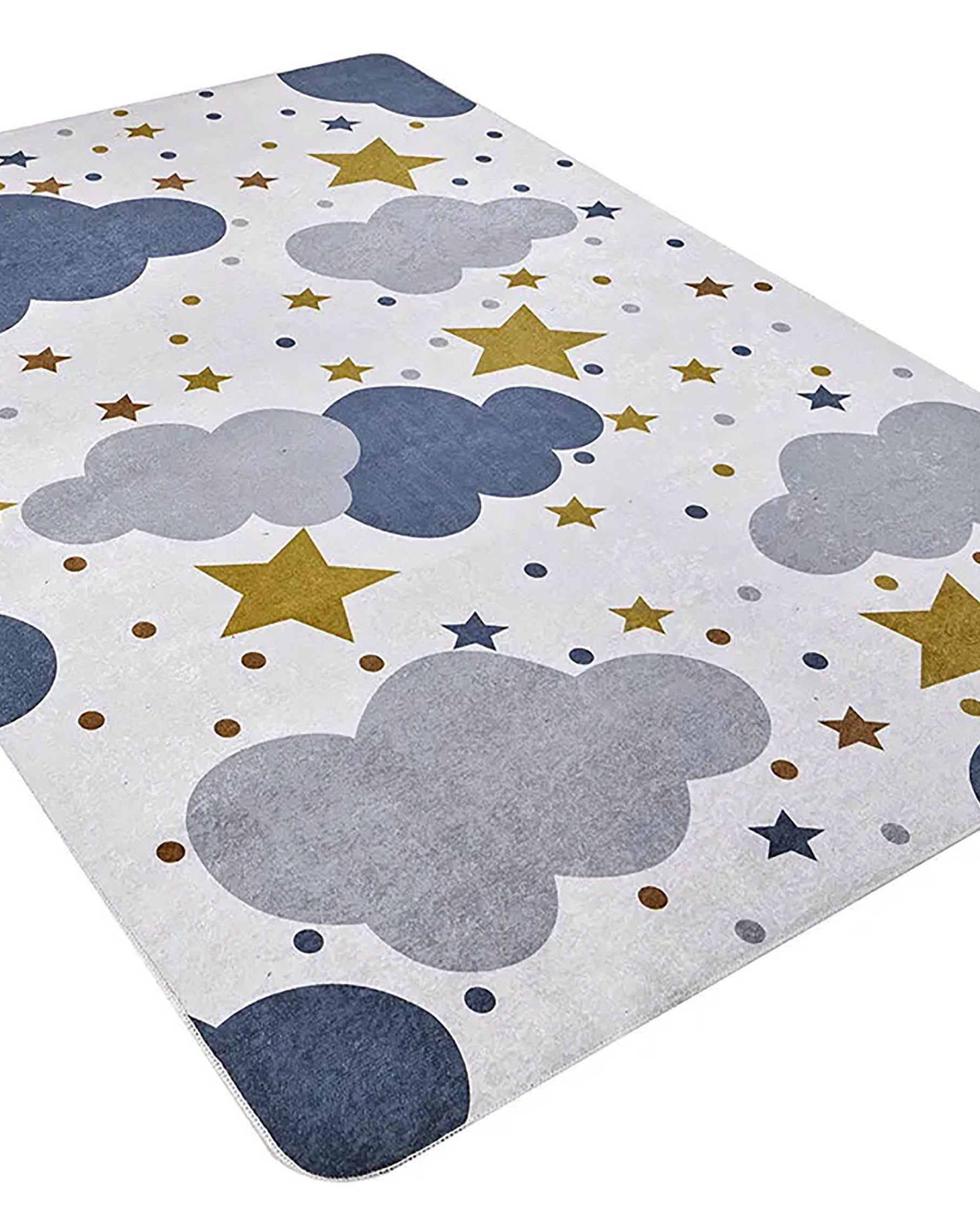 Elsa Cloudy Star Gray Blue Kids Rug
