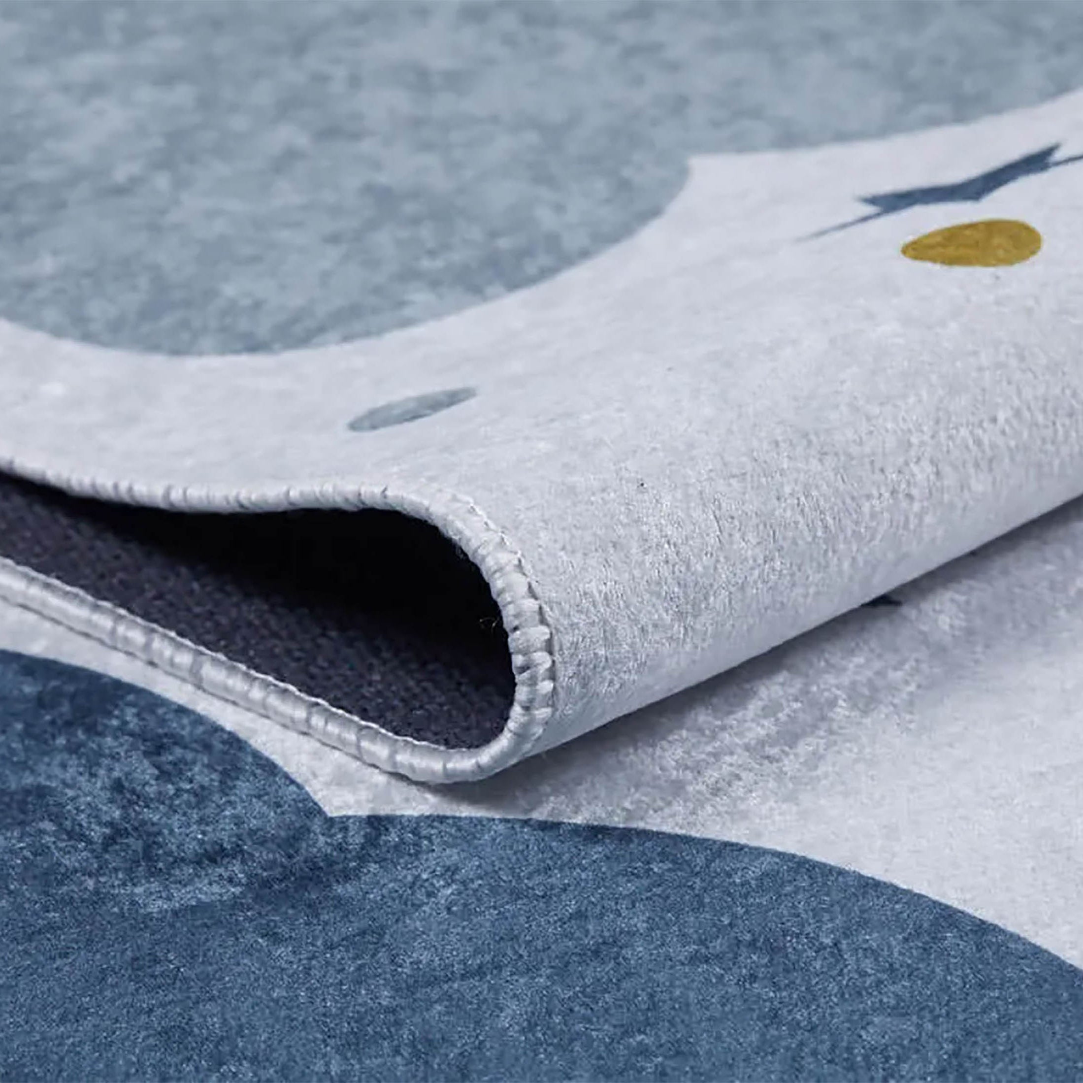 Elsa Cloudy Star Gray Blue Kids Rug