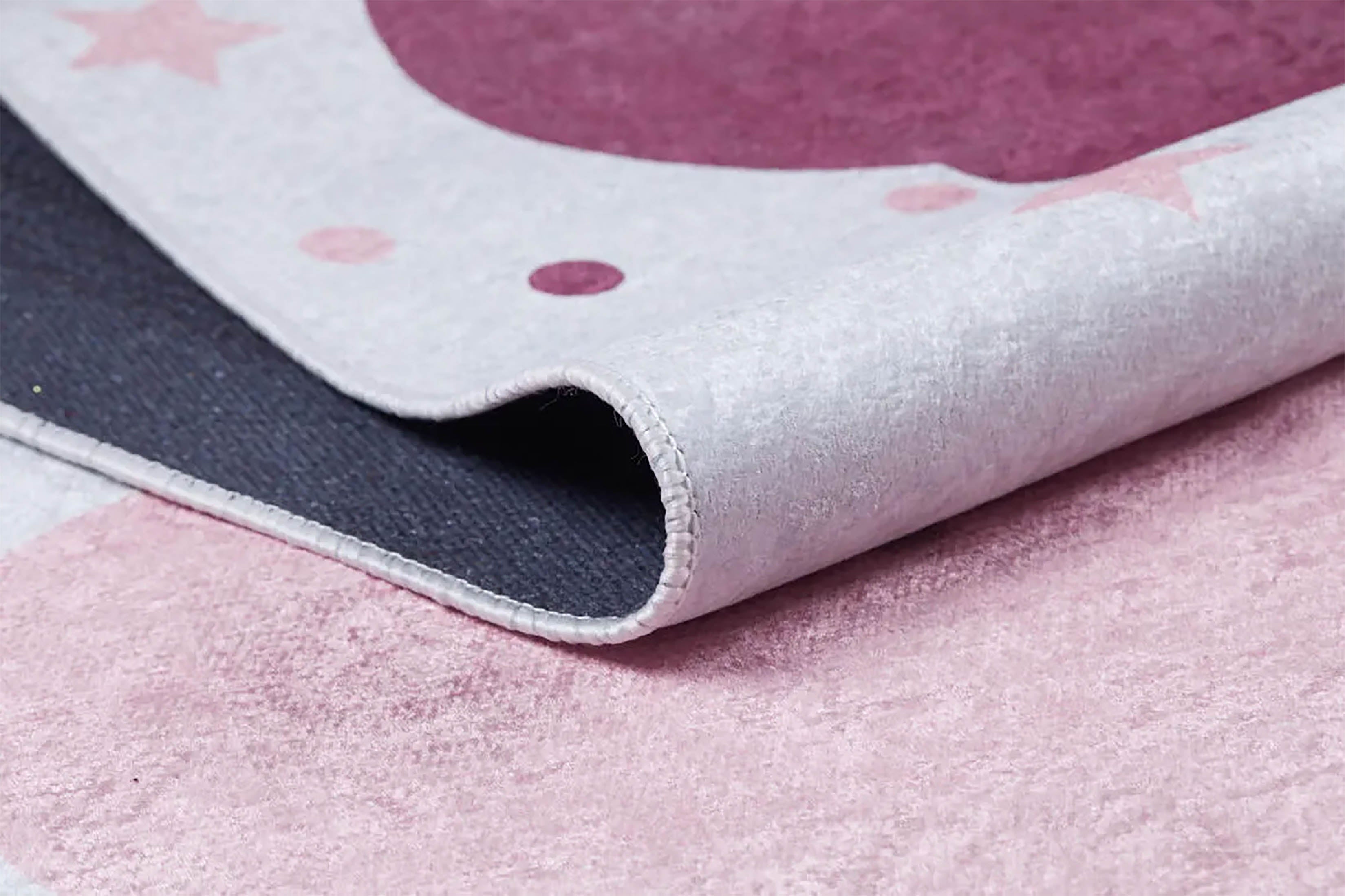 Belle Cloudy Star Pink Cream Kids Rug