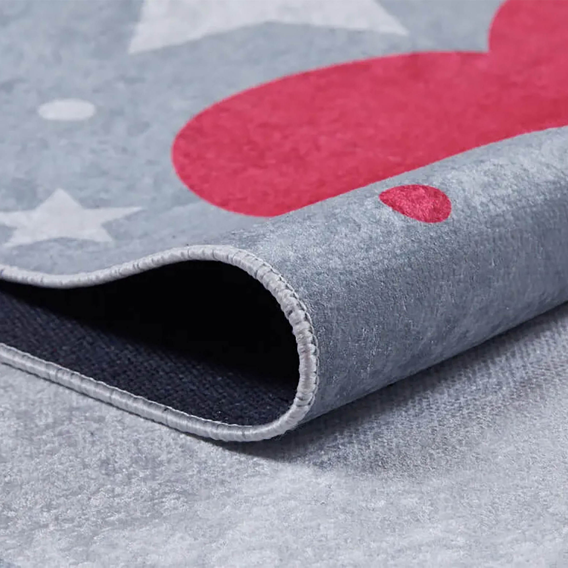 Mulan Cloudy Star Gray Red Kids Rug