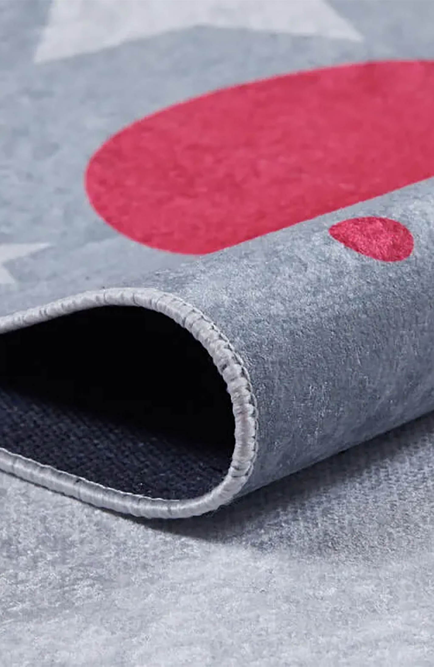 Mulan Cloudy Star Gray Red Kids Rug