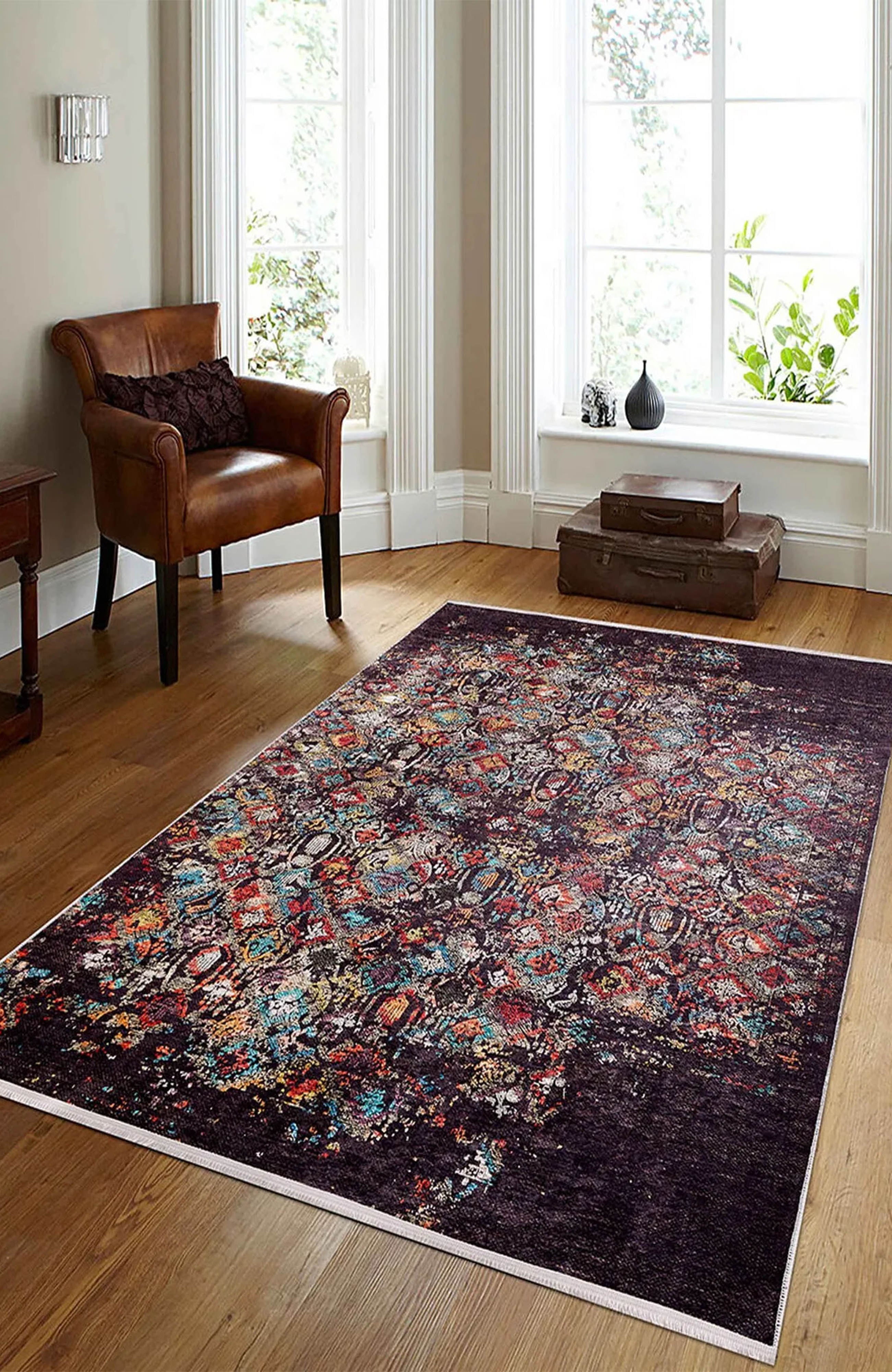 Aurora Turkish Modern Boho Geometric Brown Rug