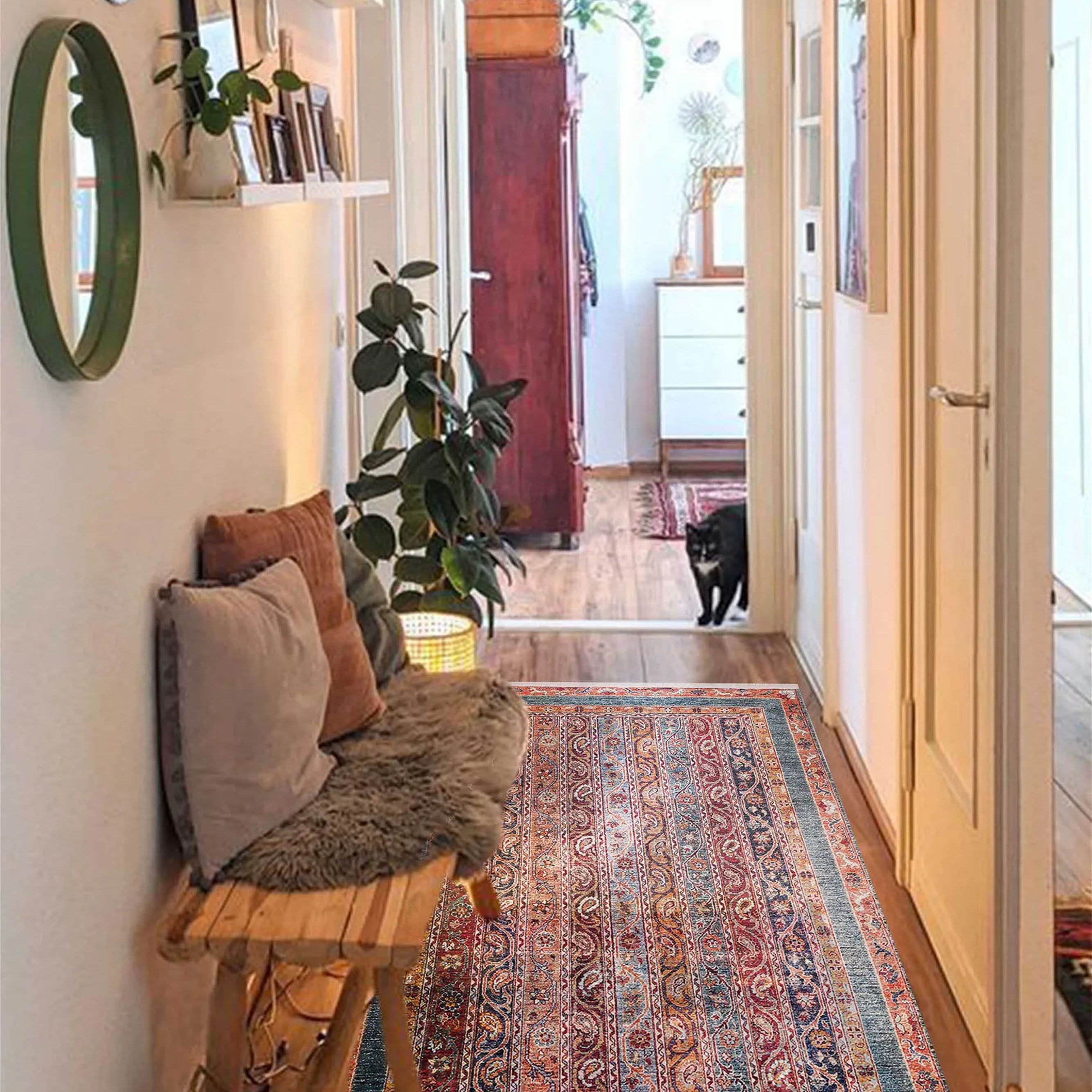 Piya Paisley Orange Red Turkish Rug