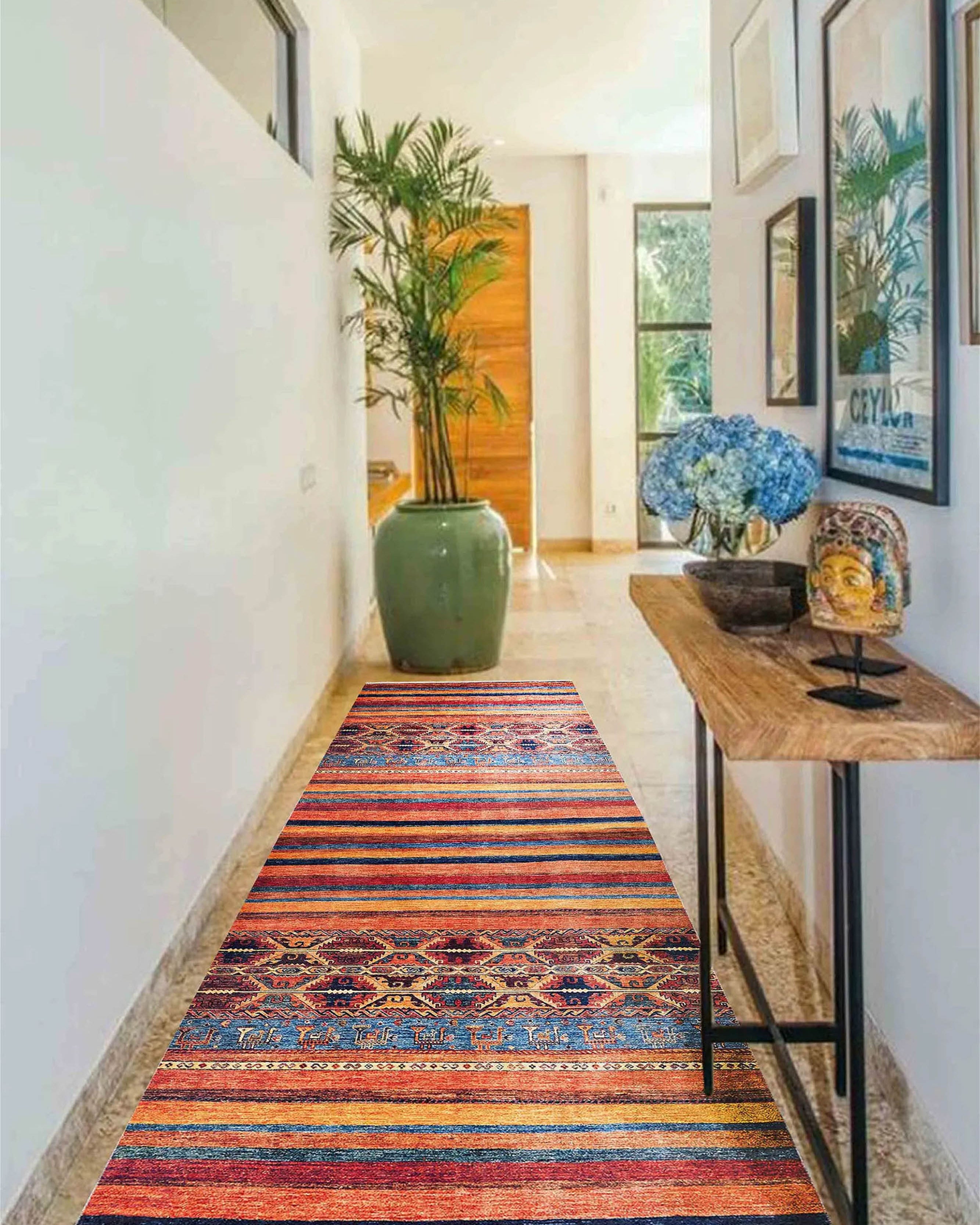 Sawa Turkish Orange Kilim Rug