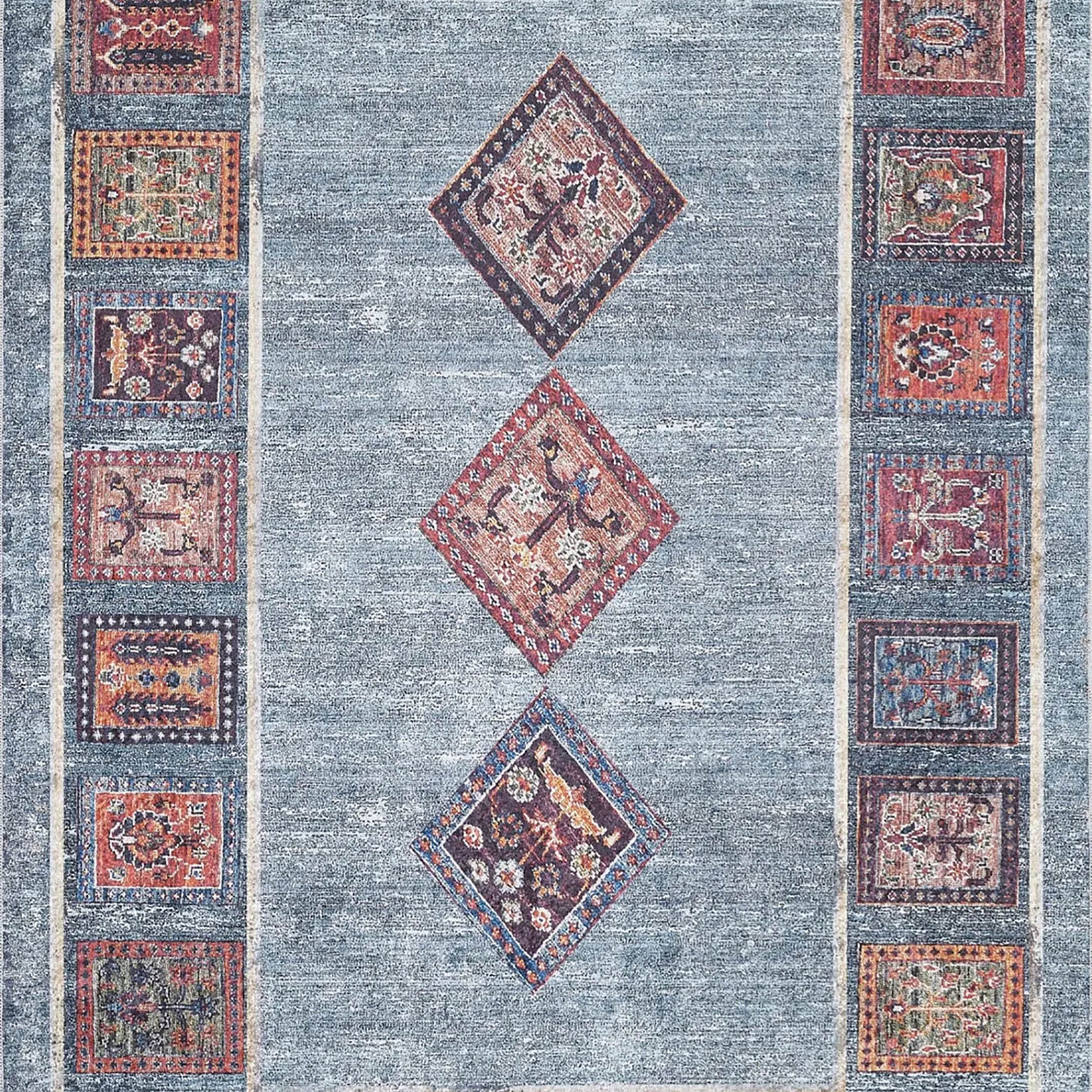 Nataly Antique Turkish Oriental Geometric Blue Rug