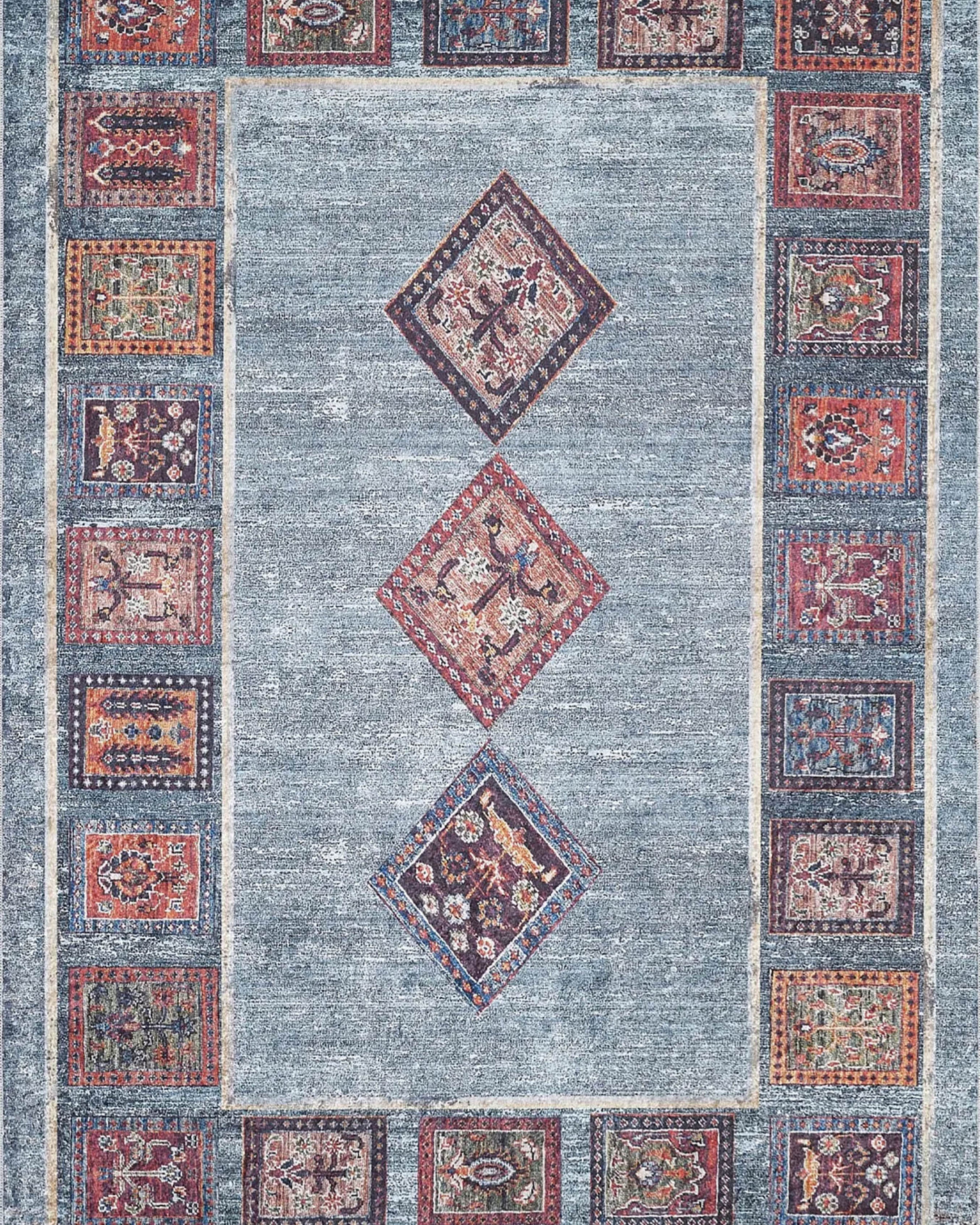 Nataly Antique Turkish Oriental Geometric Blue Rug