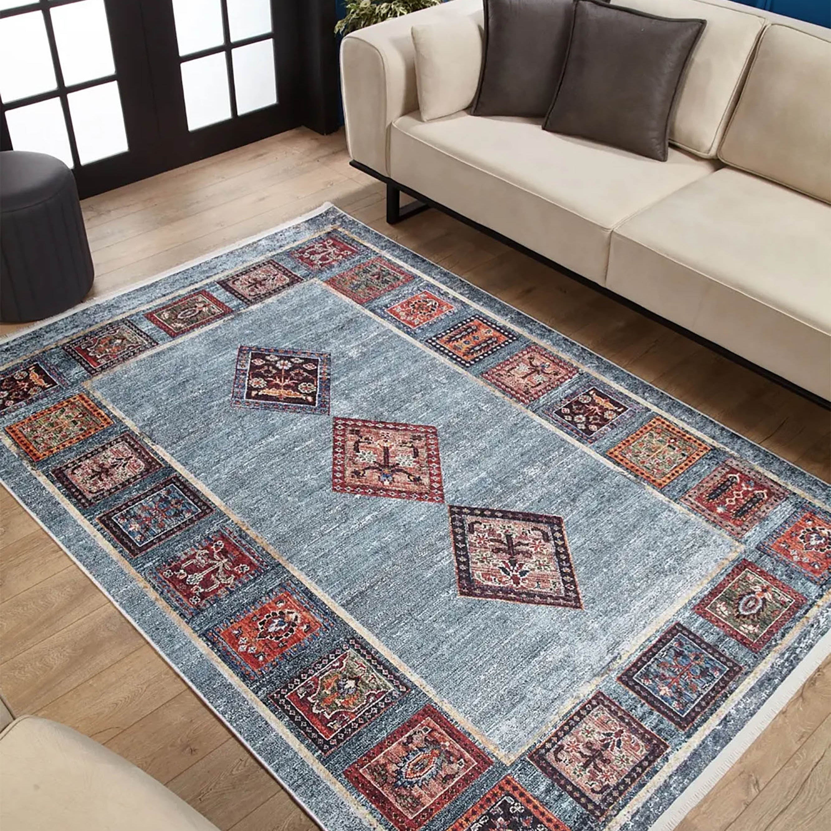 Nataly Antique Turkish Oriental Geometric Blue Rug