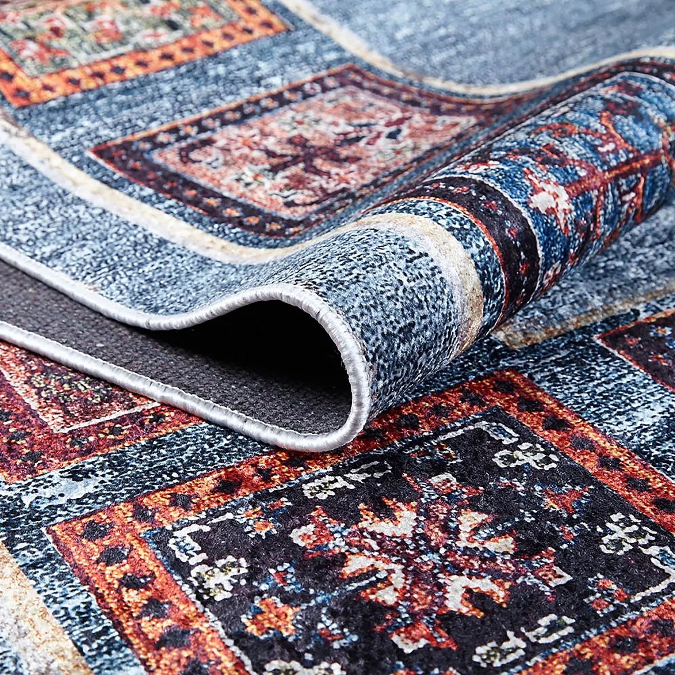 Nataly Antique Turkish Oriental Geometric Blue Rug