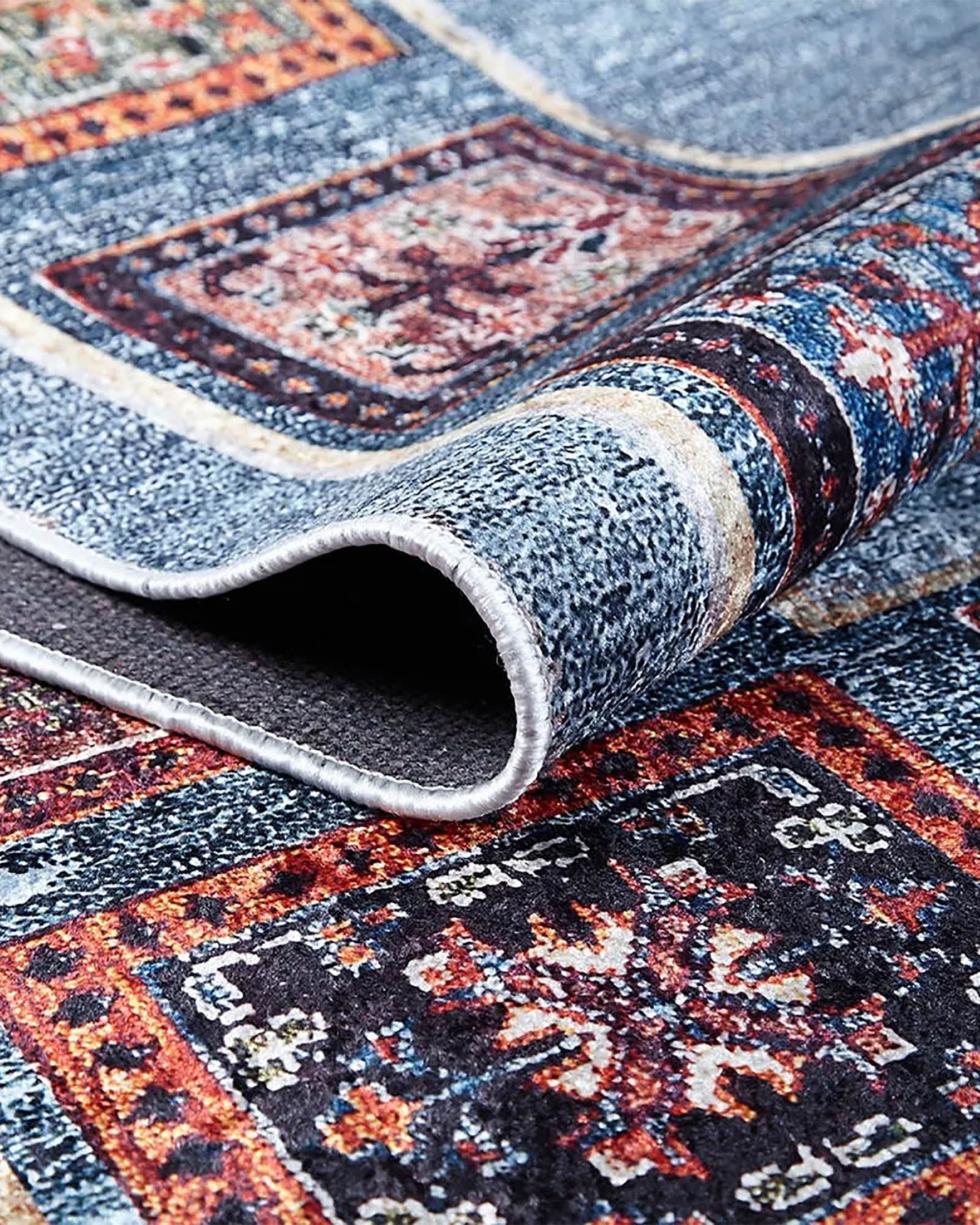 Nataly Antique Turkish Oriental Geometric Blue Rug