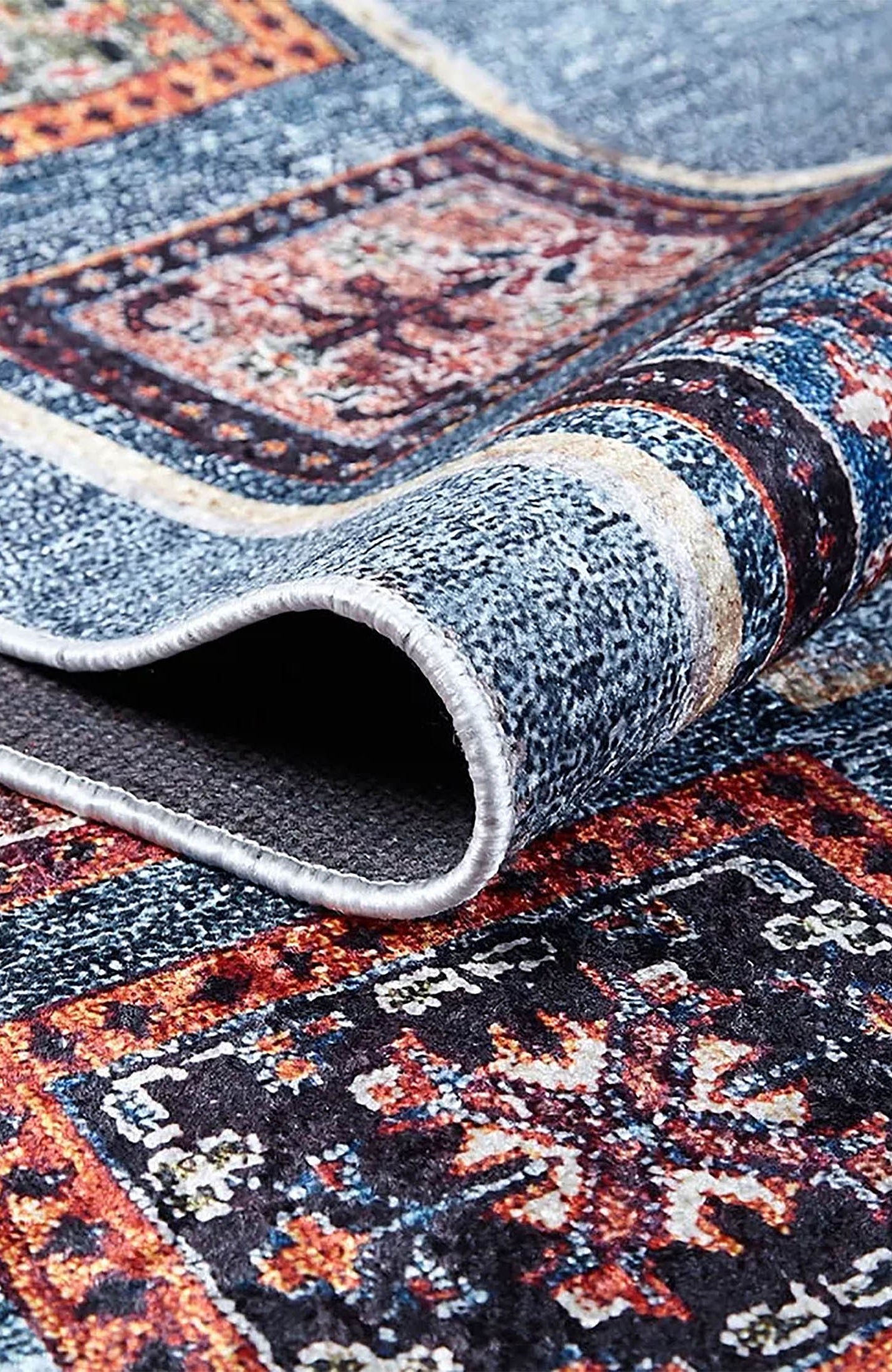 Nataly Antique Turkish Oriental Geometric Blue Rug