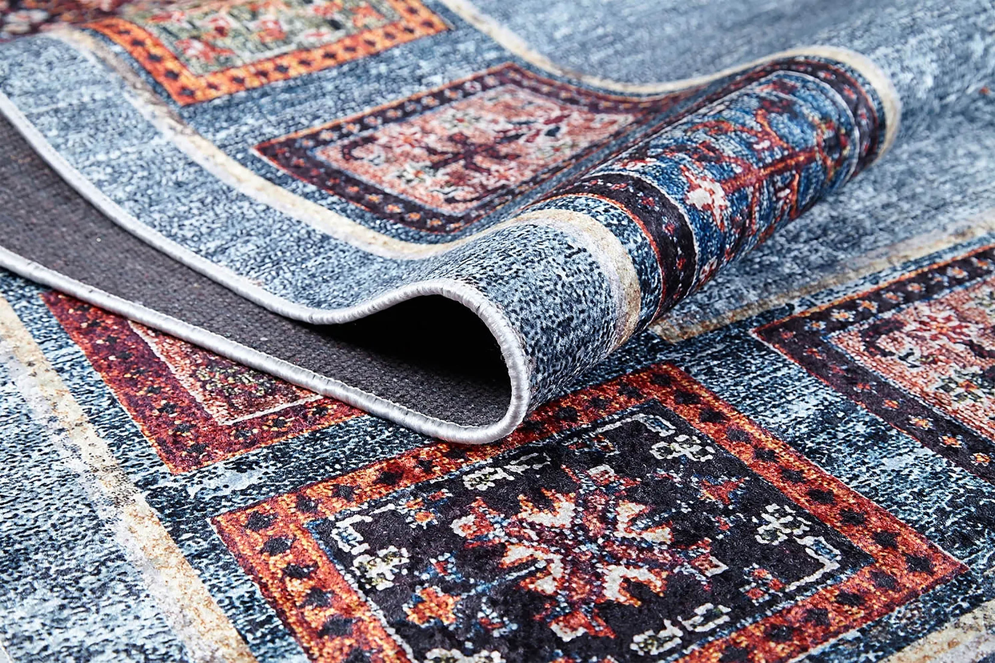 Nataly Antique Turkish Oriental Geometric Blue Rug