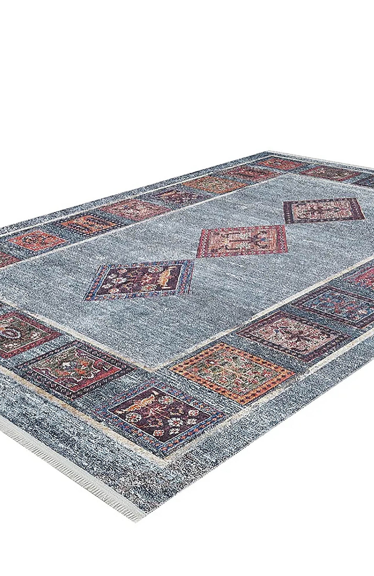 Nataly Antique Turkish Oriental Geometric Blue Rug