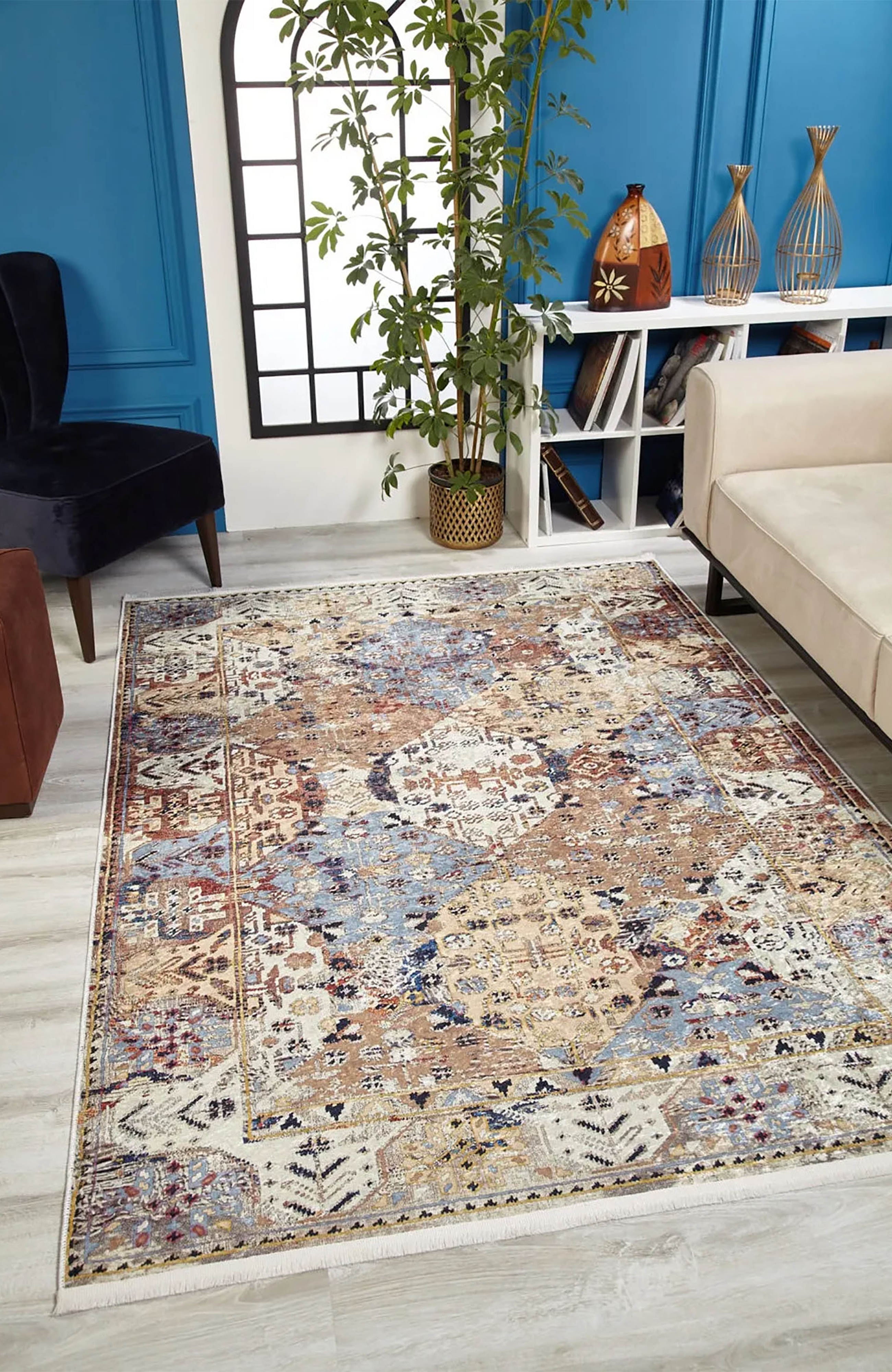 Kenia Turkish Bohemian Modern Beige Rug