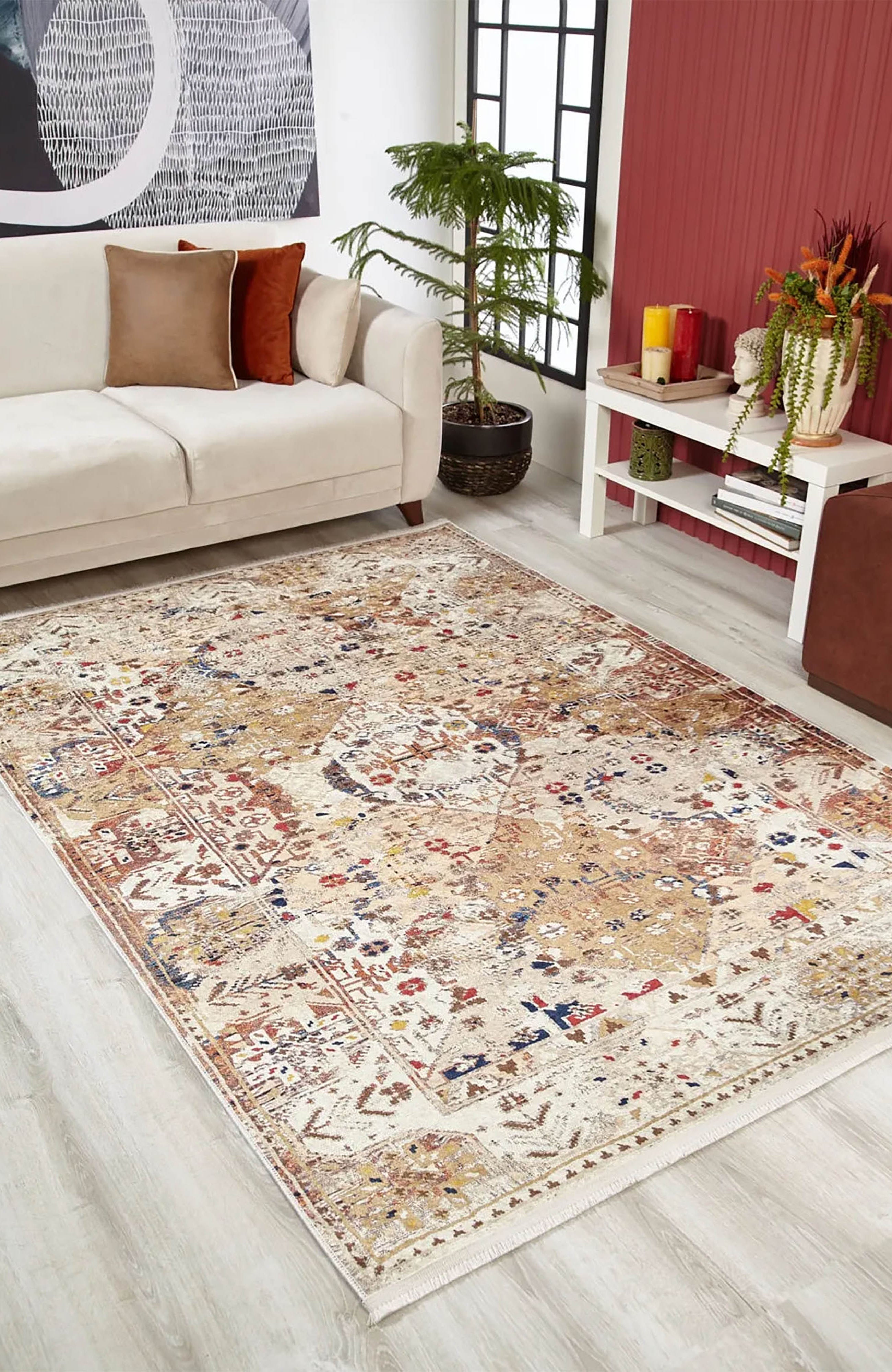 Luisa Turkish Bohemian Modern Beige Rug