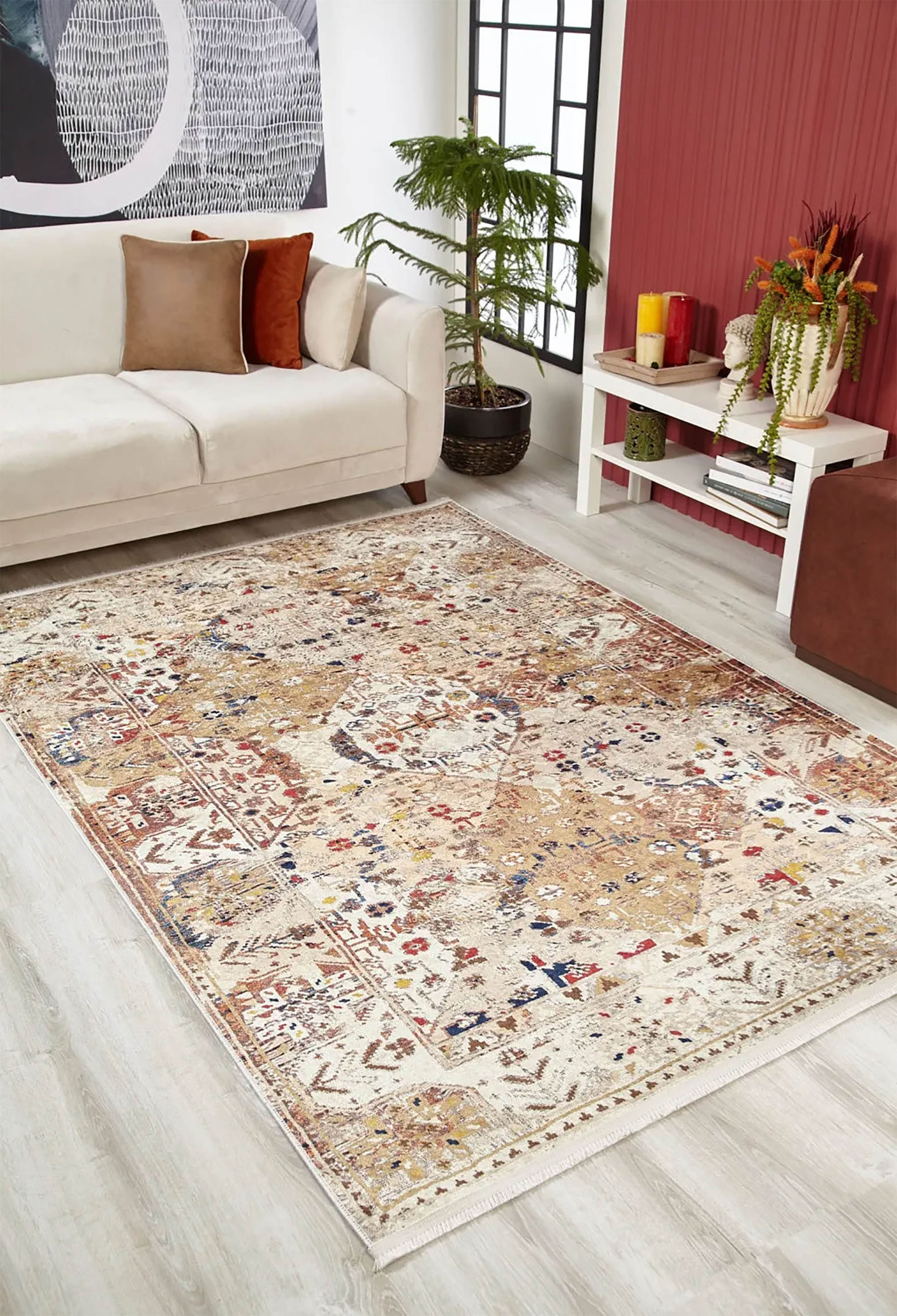 Luisa Turkish Bohemian Modern Beige Rug