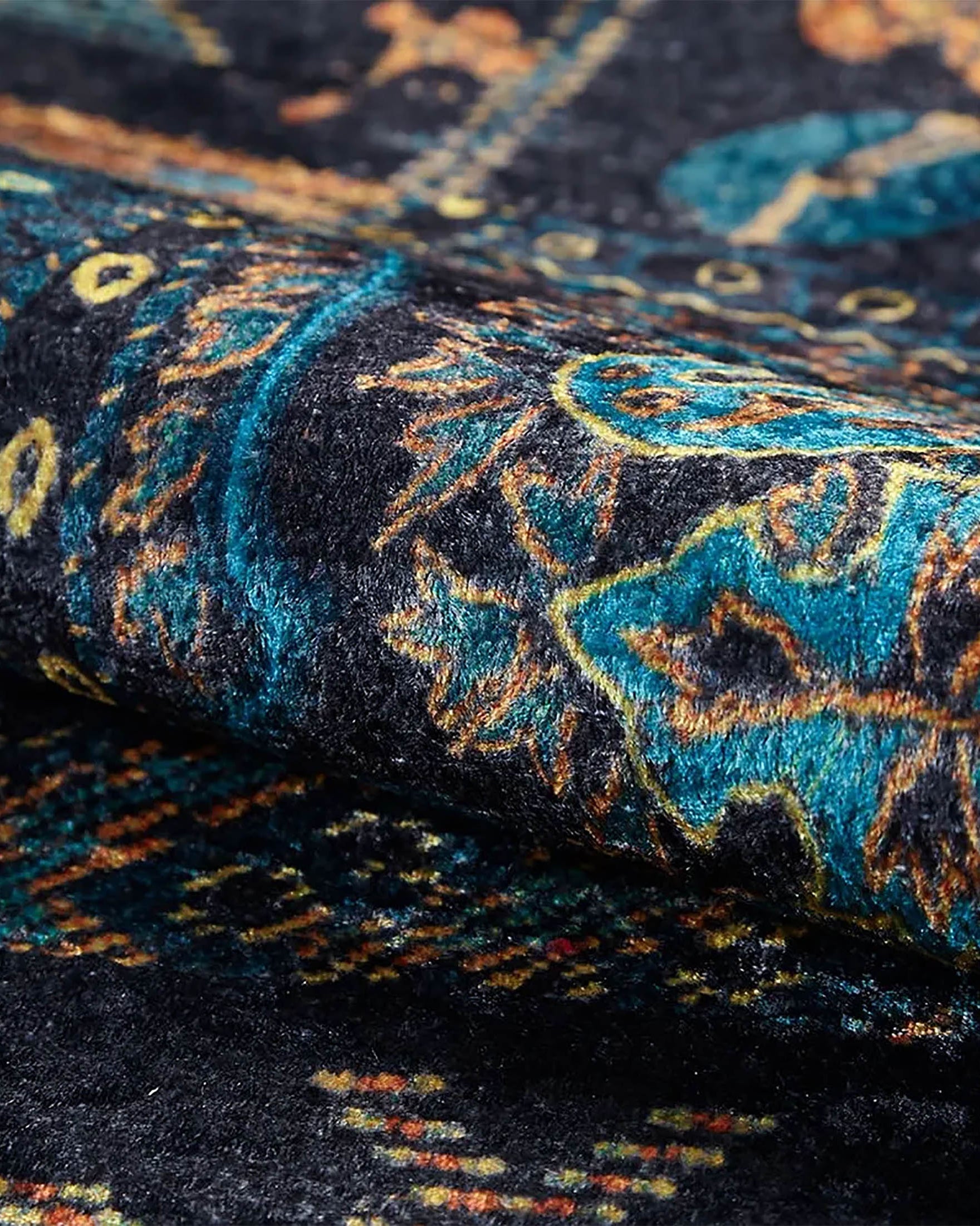 Canan Unique Teal Blue Turkish Tribal Rug