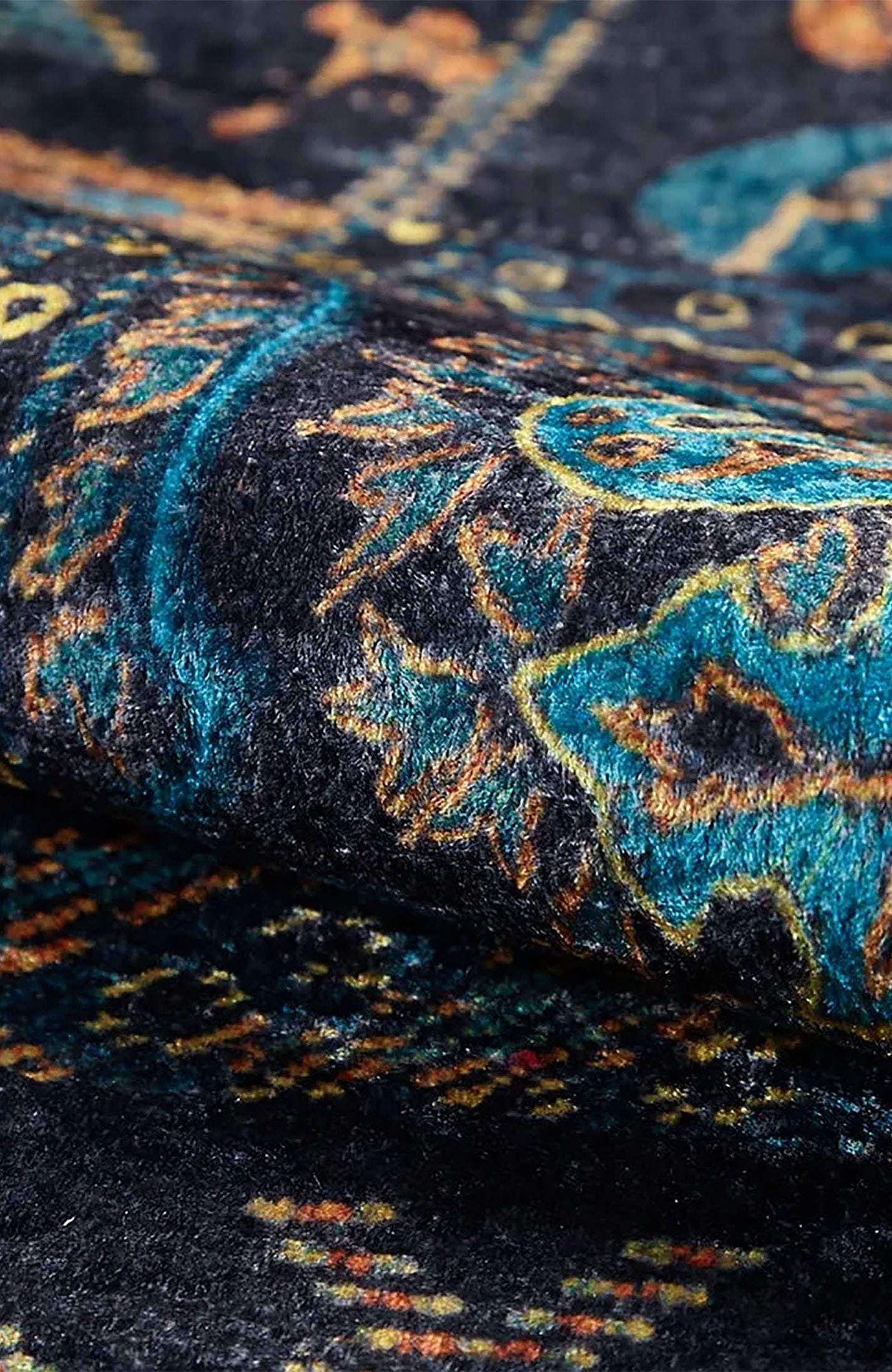 Canan Unique Teal Blue Turkish Tribal Rug