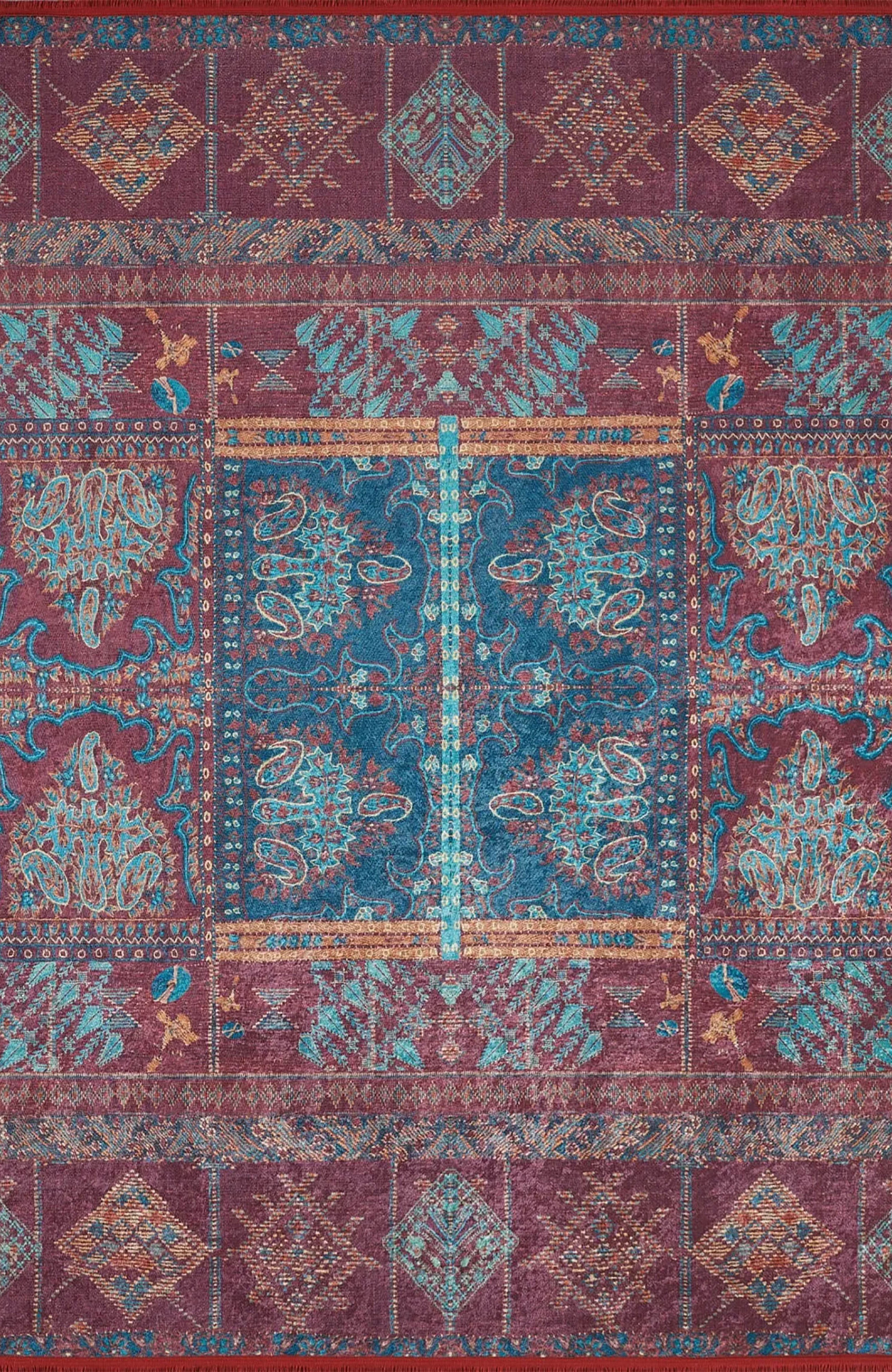 Cansel Unique Red Turkish Tribal Rug