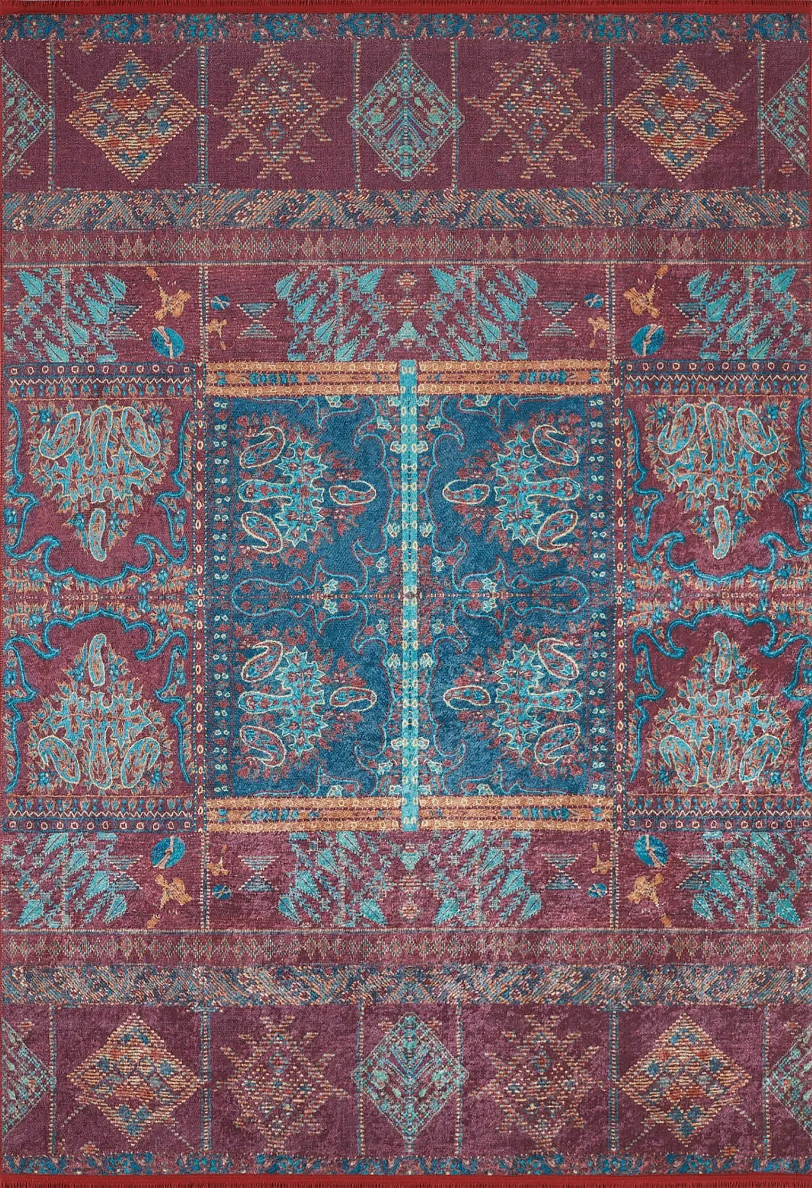 Cansel Unique Red Turkish Tribal Rug