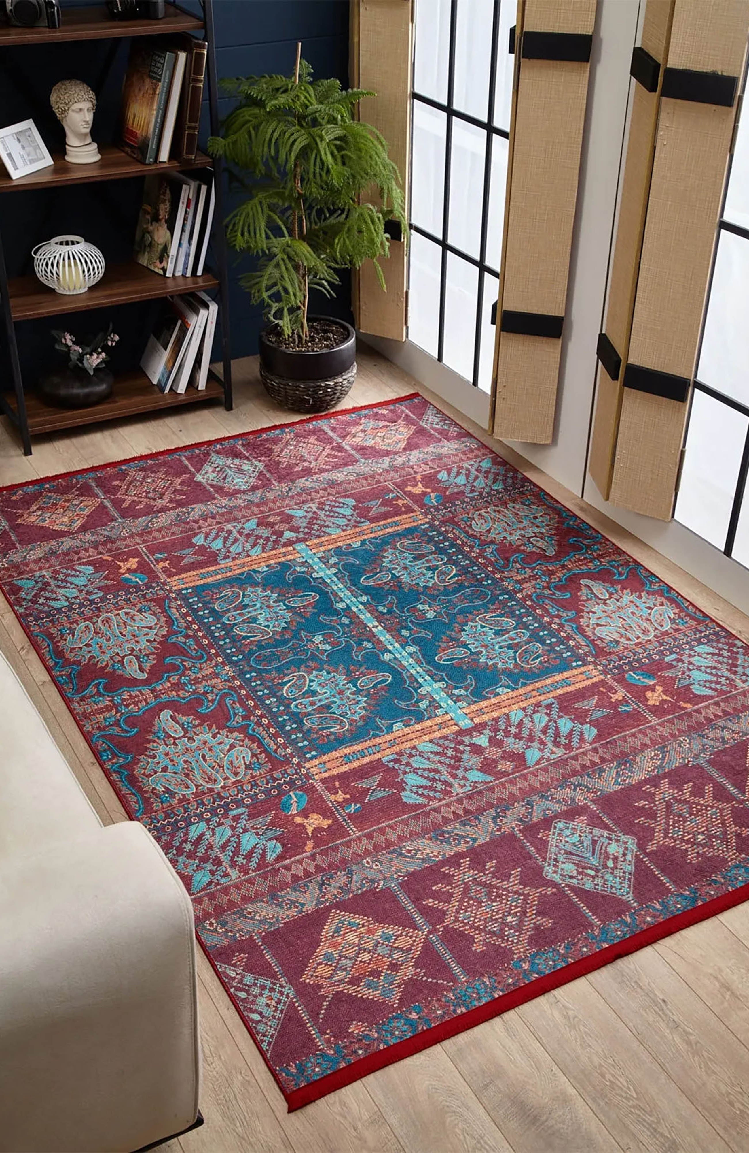 Cansel Unique Red Turkish Tribal Rug